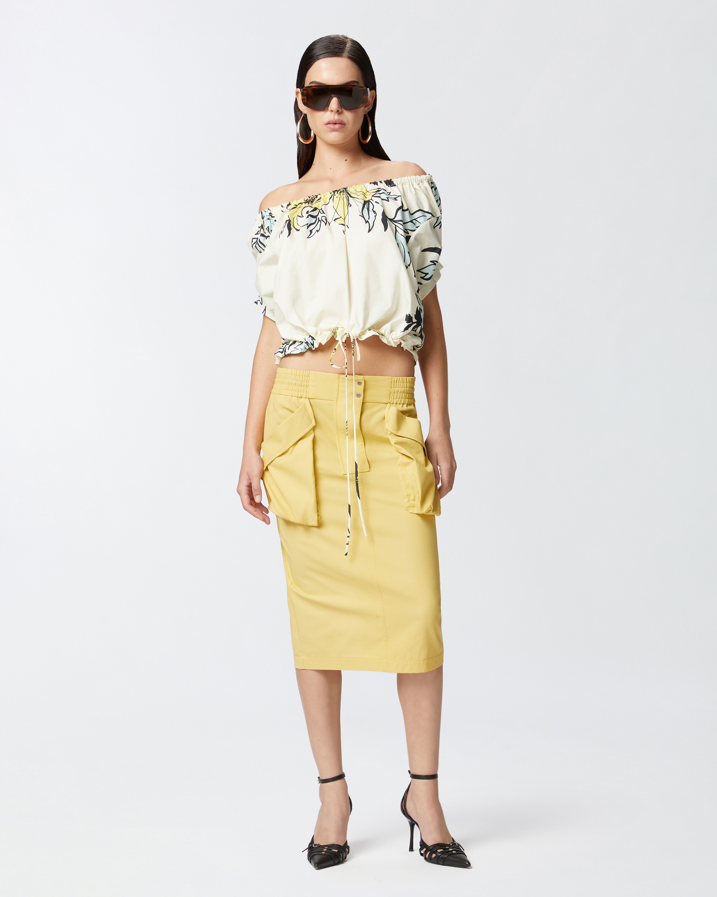 Pinko Printed Blouse In Multicolour - Yellow/pale Blue