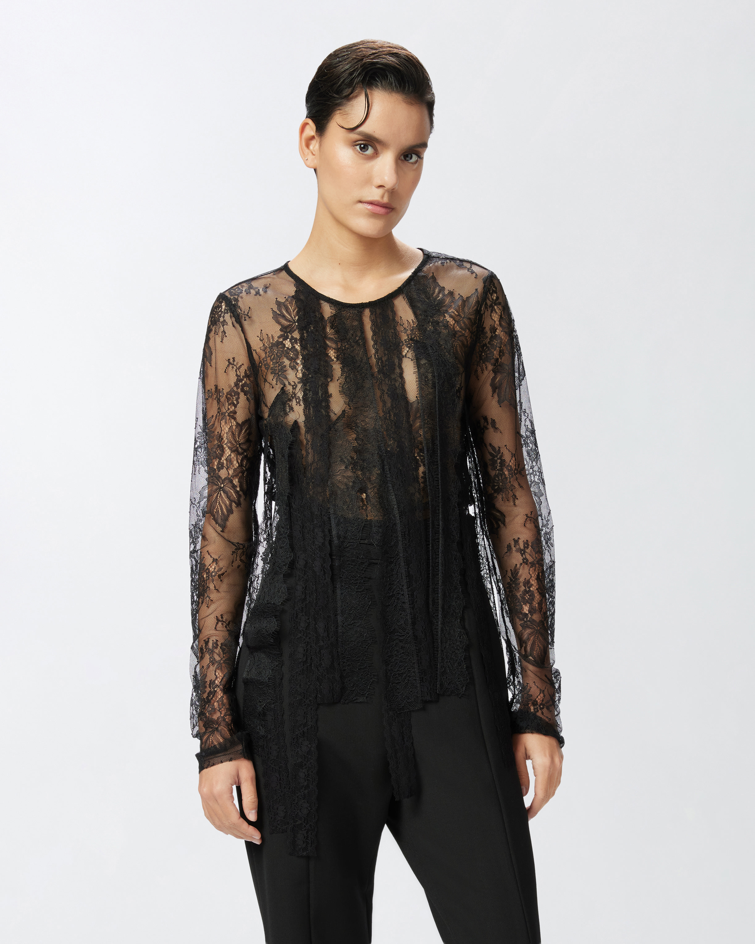 Slim-fitting lace sweater with fringing PINKO → Shop Online