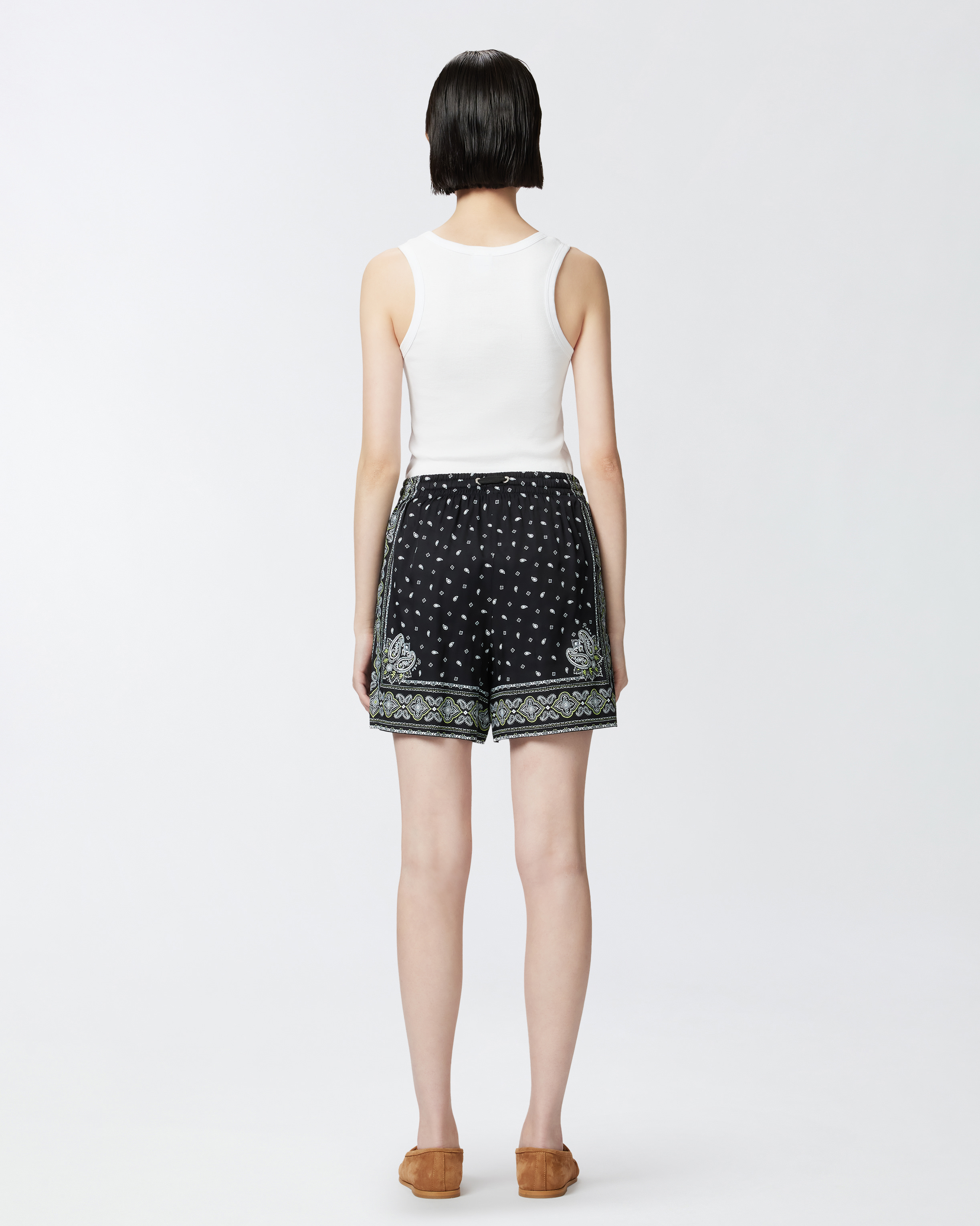 Pinko Short À Imprimé Bandana In Black/lime