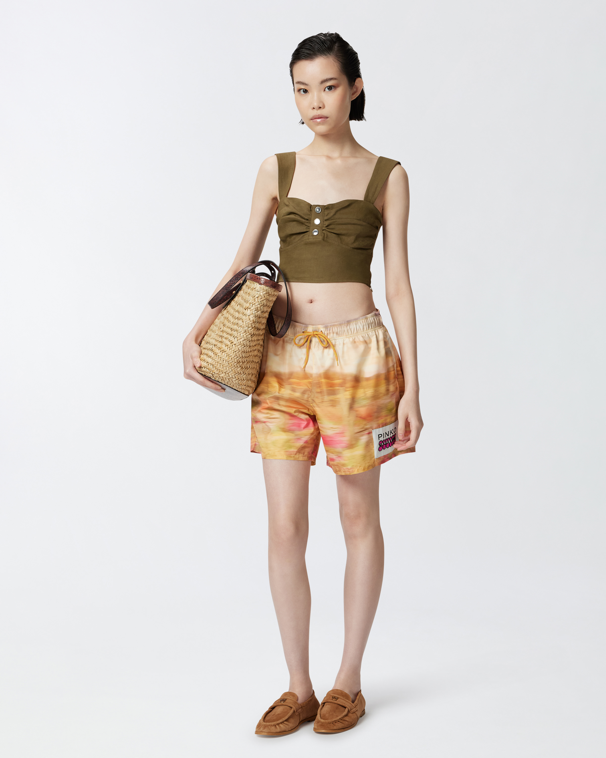 Pinko Printed Technical Shorts With Label