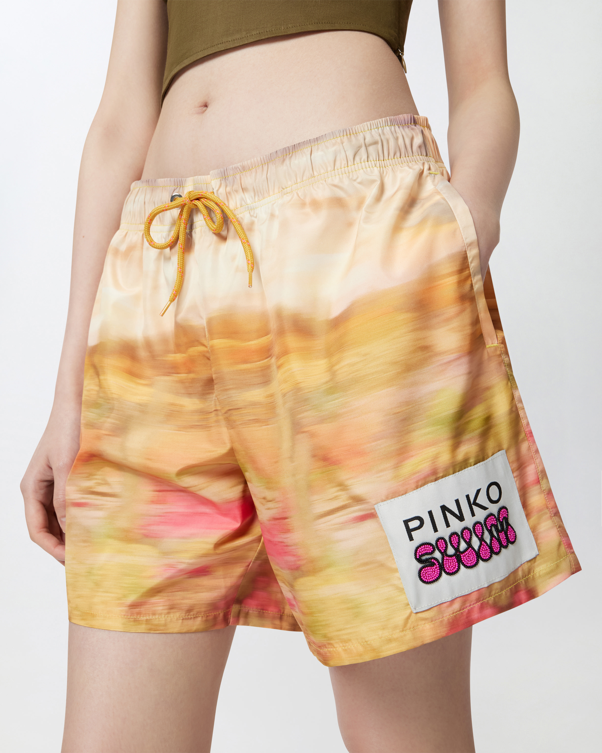Pinko Printed Technical Shorts With Label