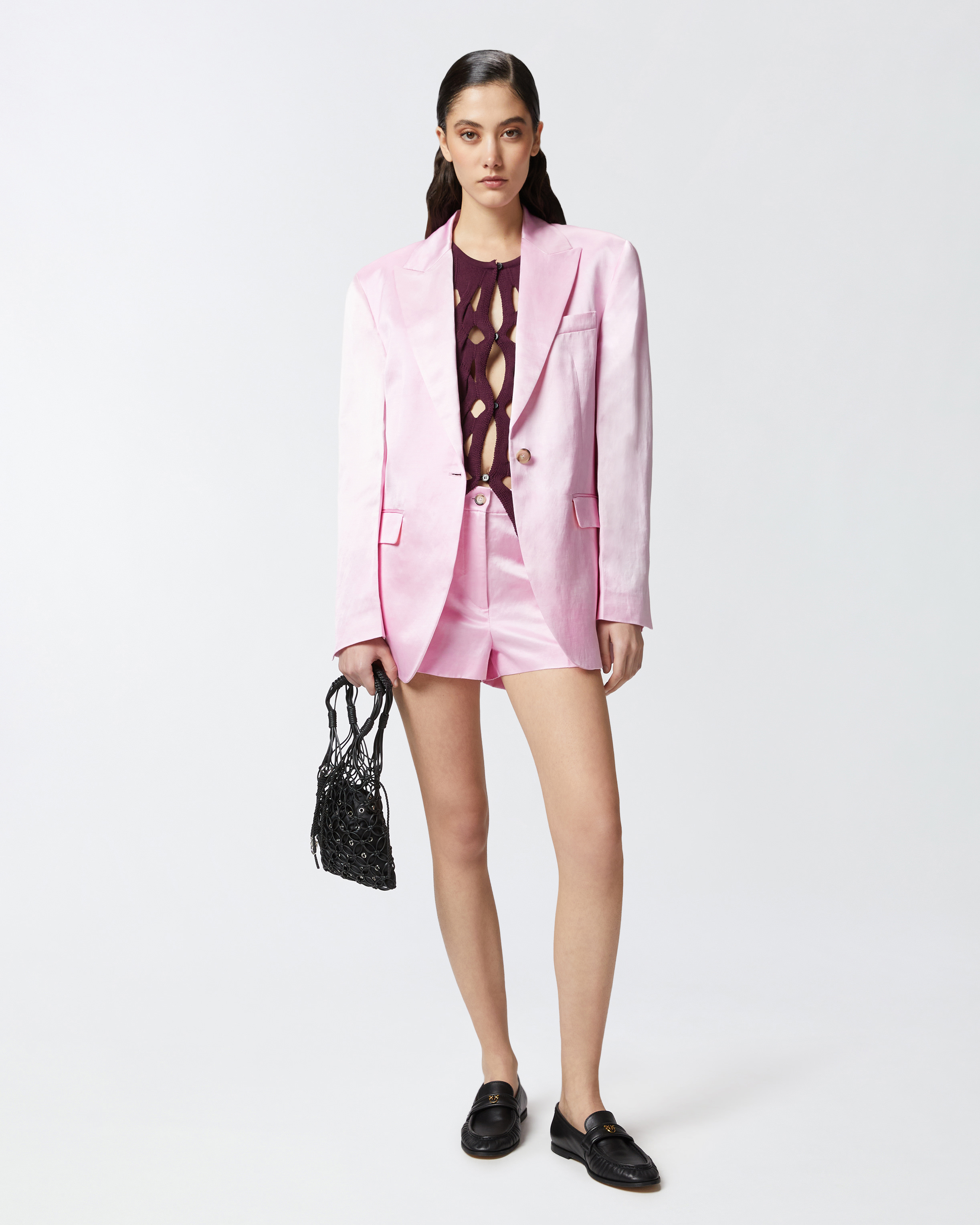 Pinko Linen-blend Shorts In Mauve Ch. Luna