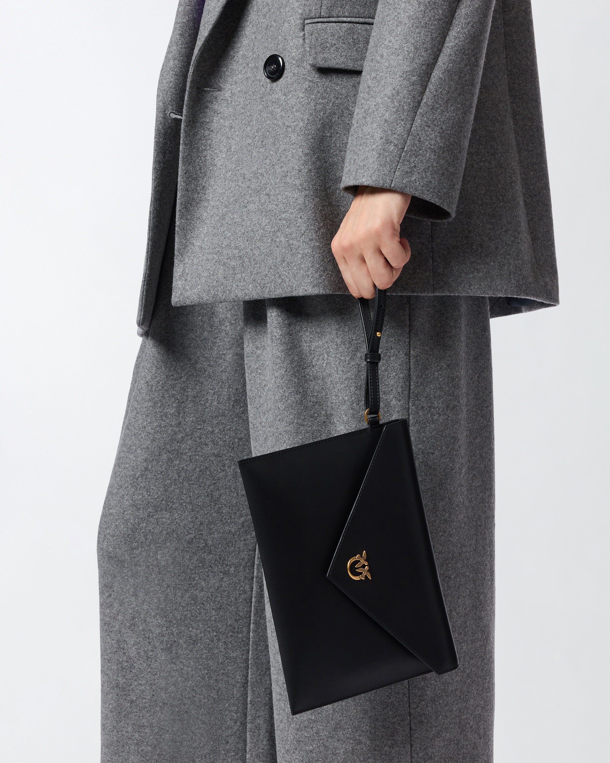 Pinko Structured Envelope Bag With Pointed Flap And Gold Emblem In Multi
