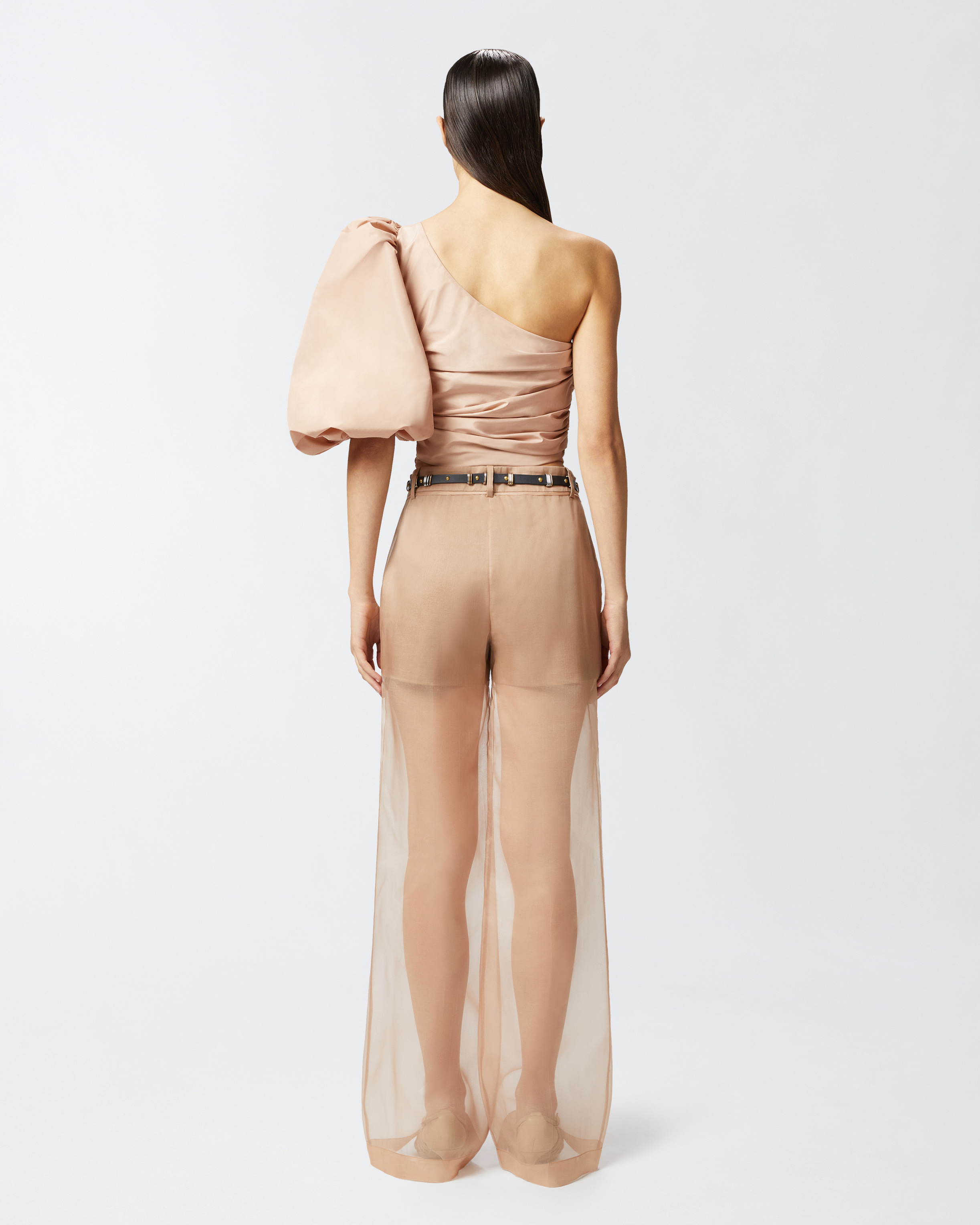 Pinko Asymmetrical One-shoulder Taffeta Top In Cameo Pink In Cameo Pink