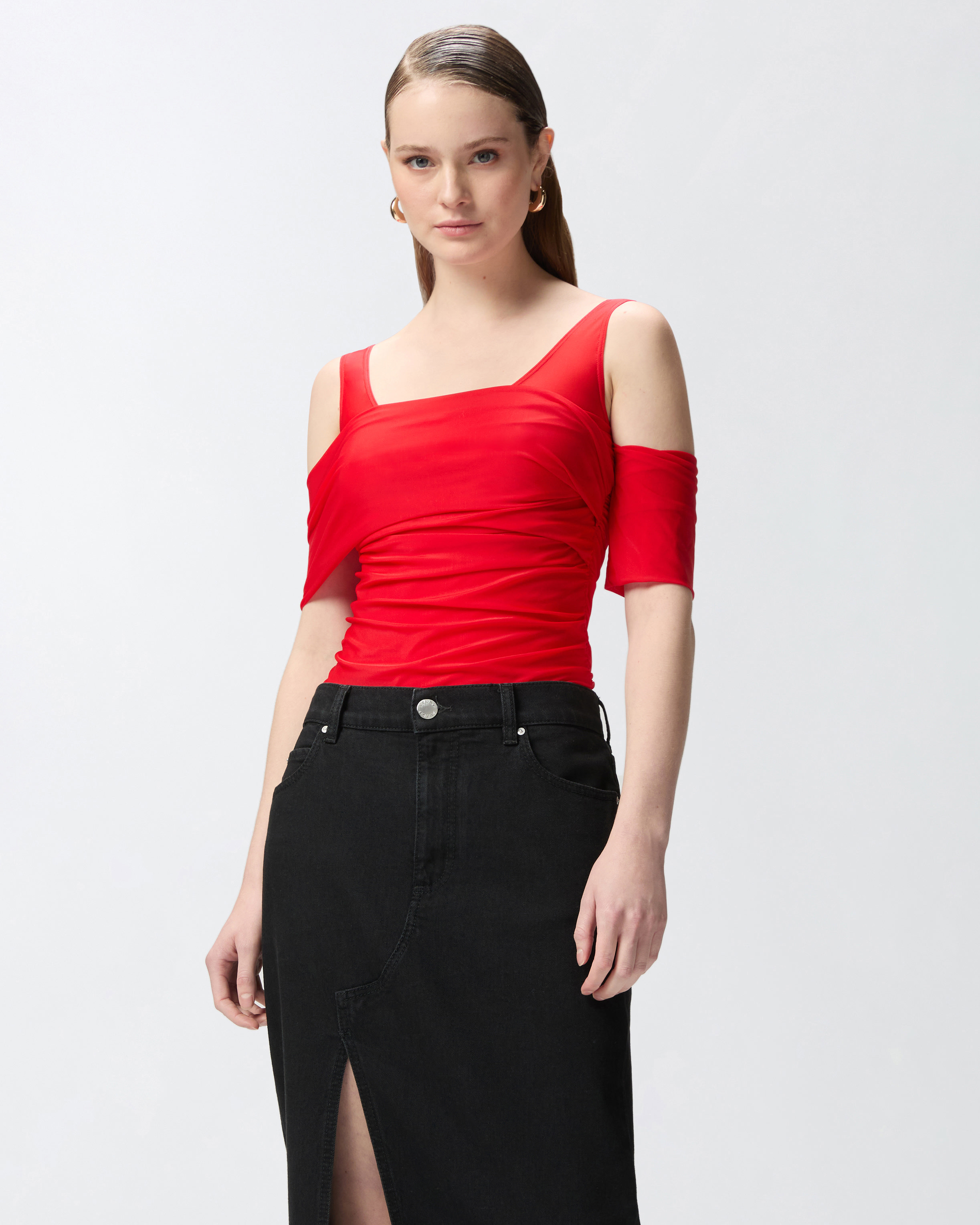 Pinko Gathered Body In Rouge Formule 1
