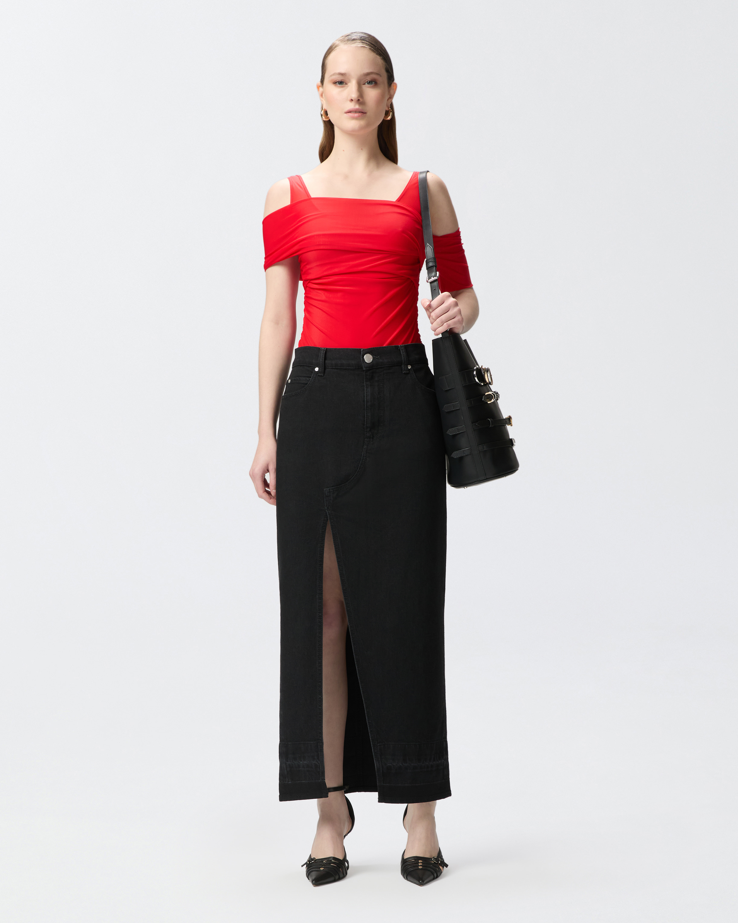 Pinko Gathered Body In Rouge Formule 1