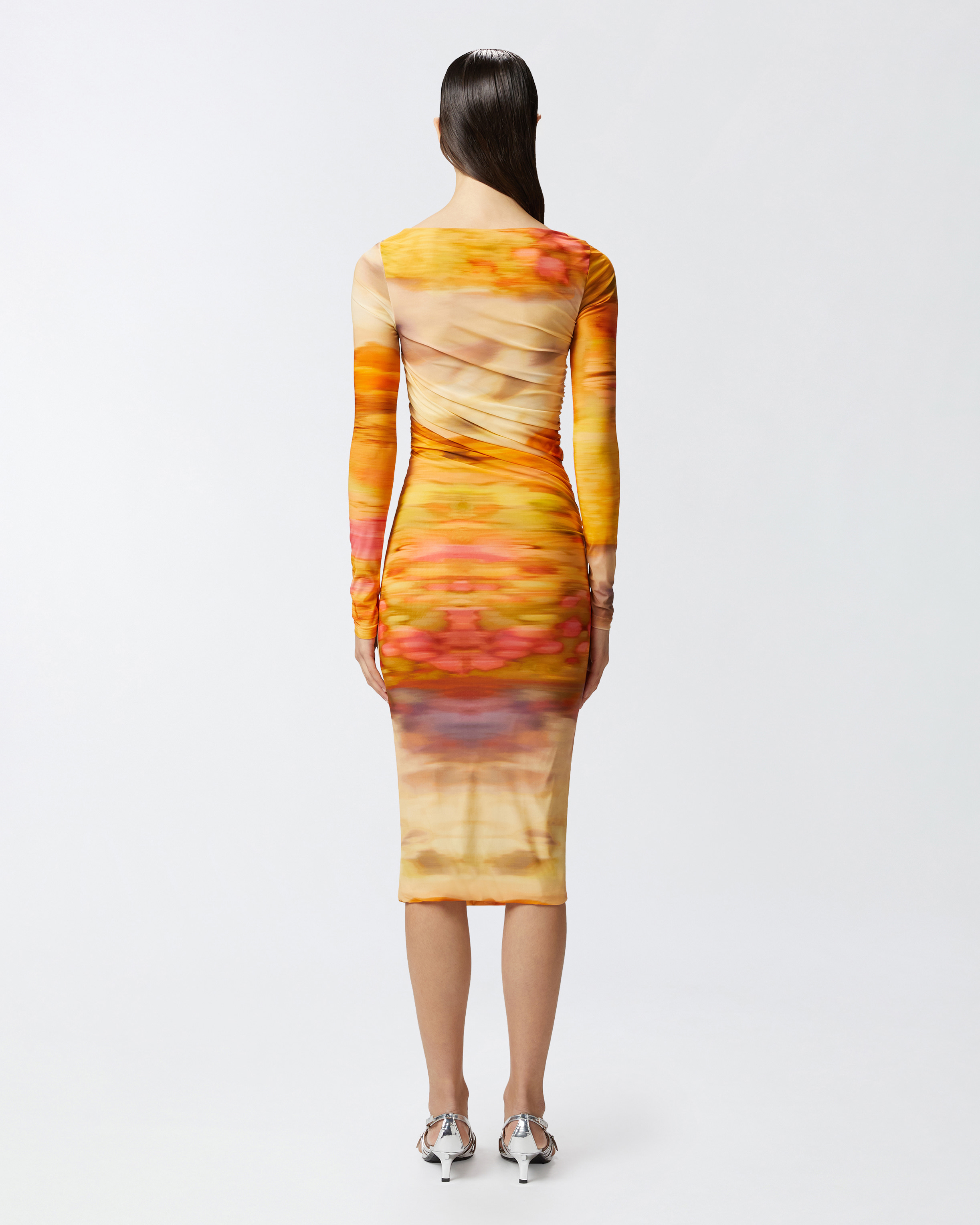 Pinko Beggin Dress In Multi. Beige/pink