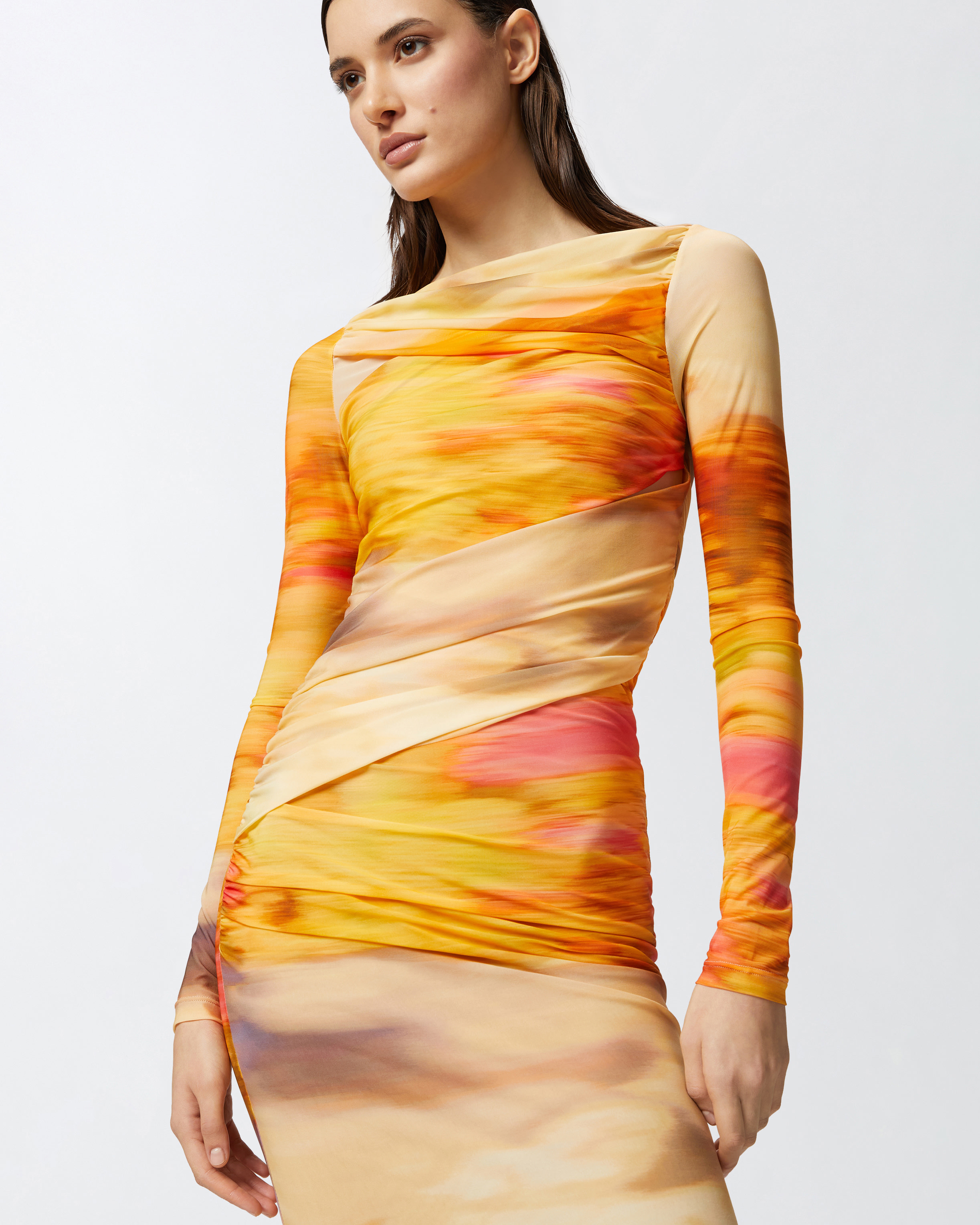 Pinko Beggin Dress In Multi. Beige/pink