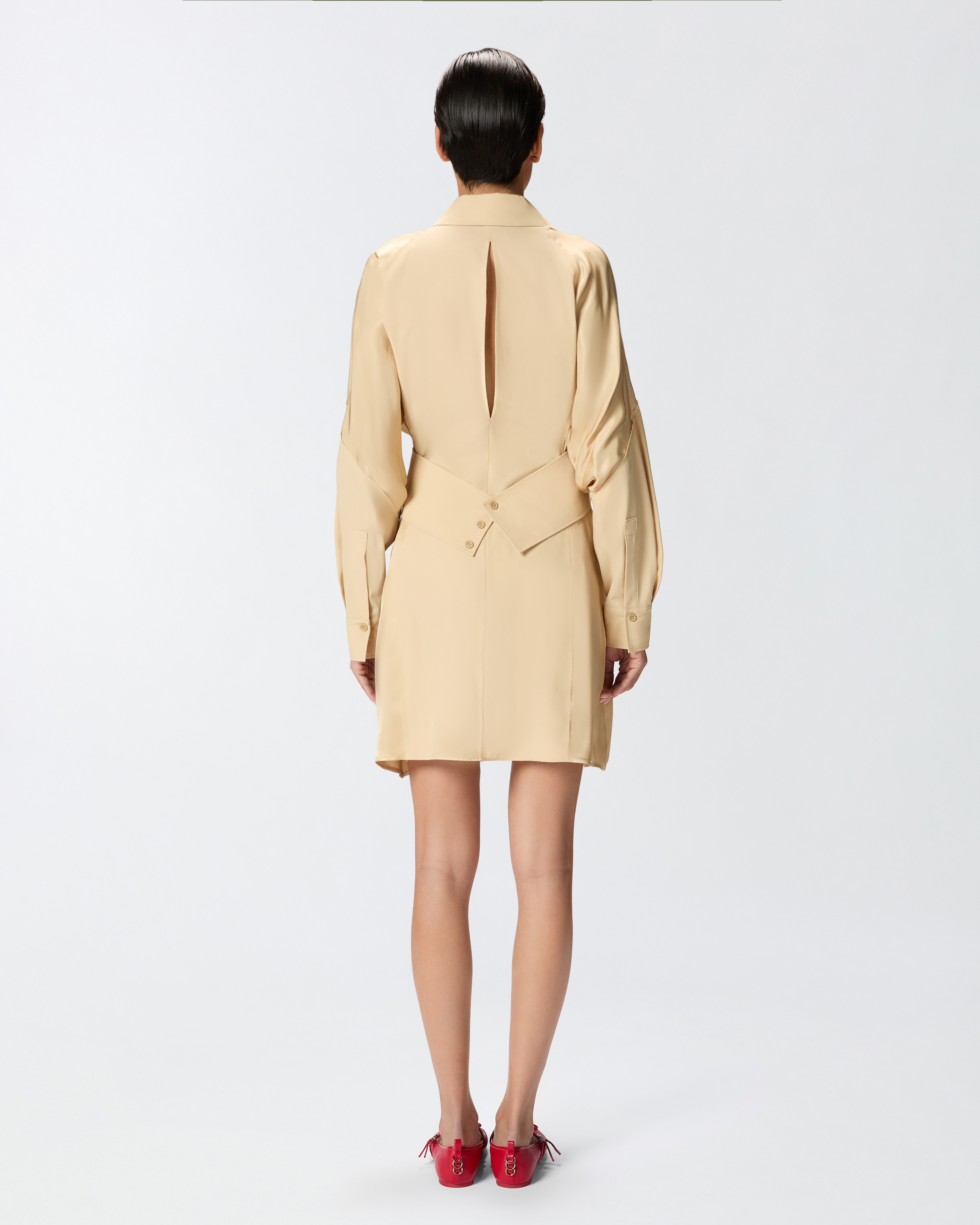 Pinko Short Shirt Dress In Habotai And Cotton