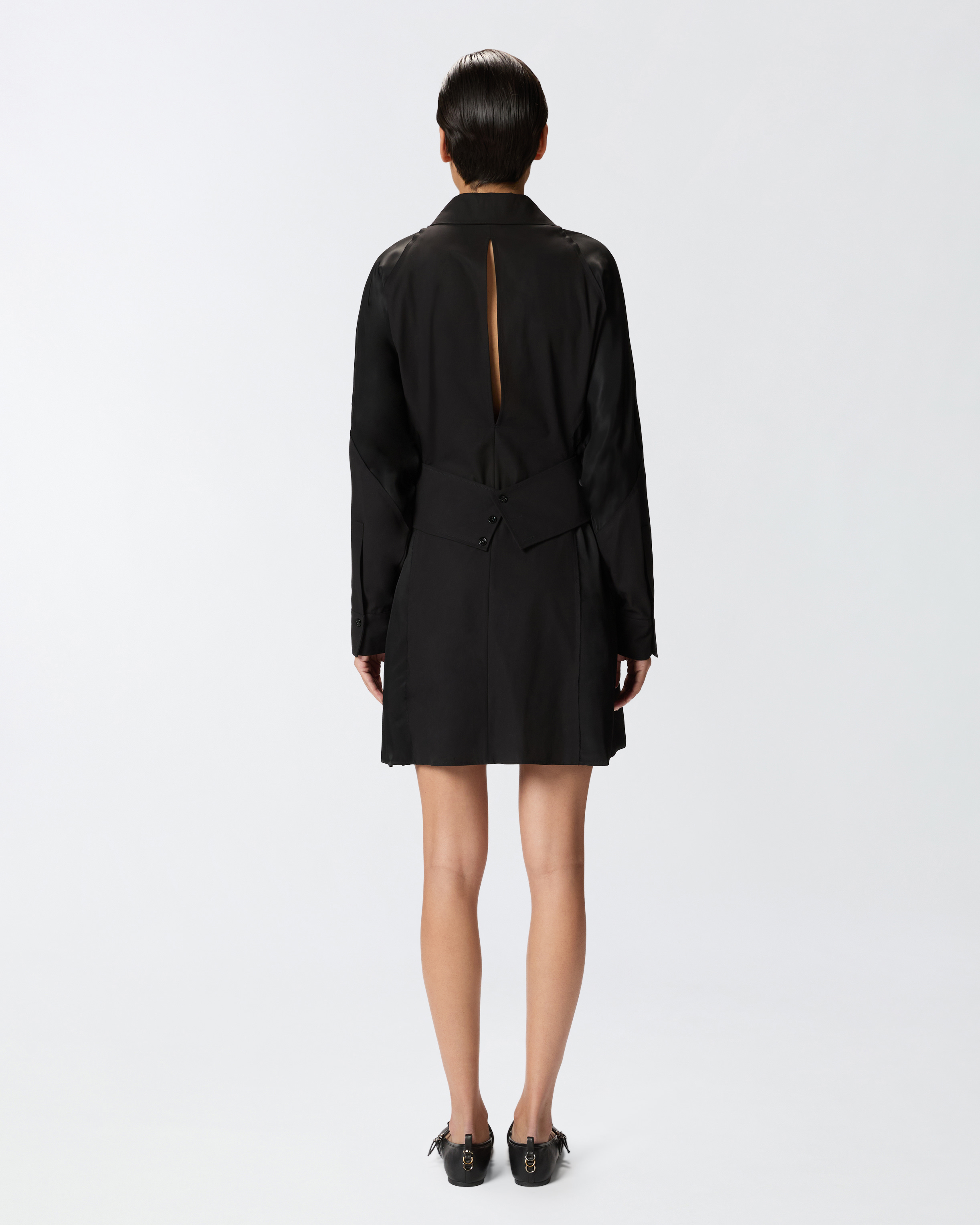 Pinko Short Shirt Dress In Habotai And Cotton
