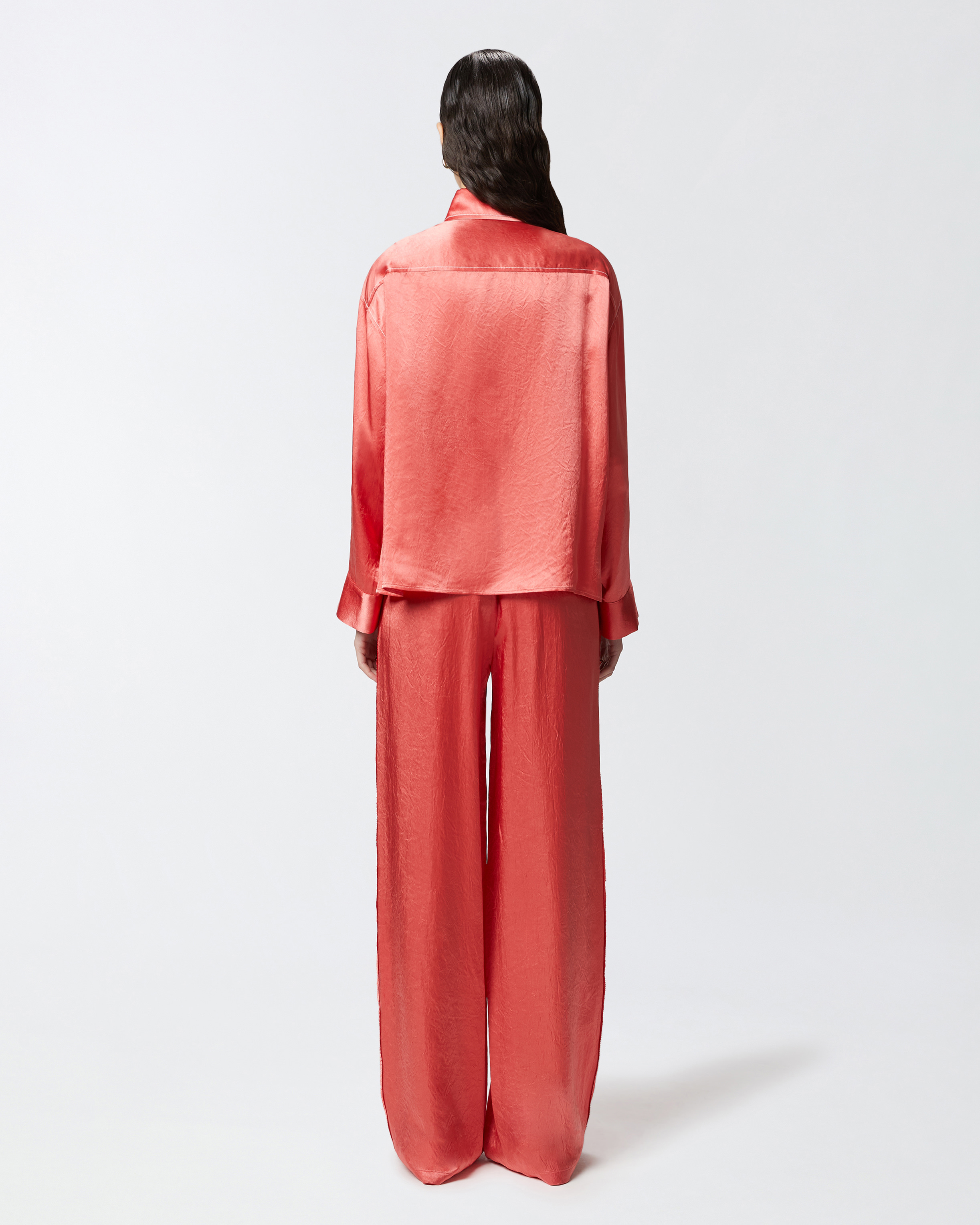 Pinko Flowing Satin Shirt With Small Pocket