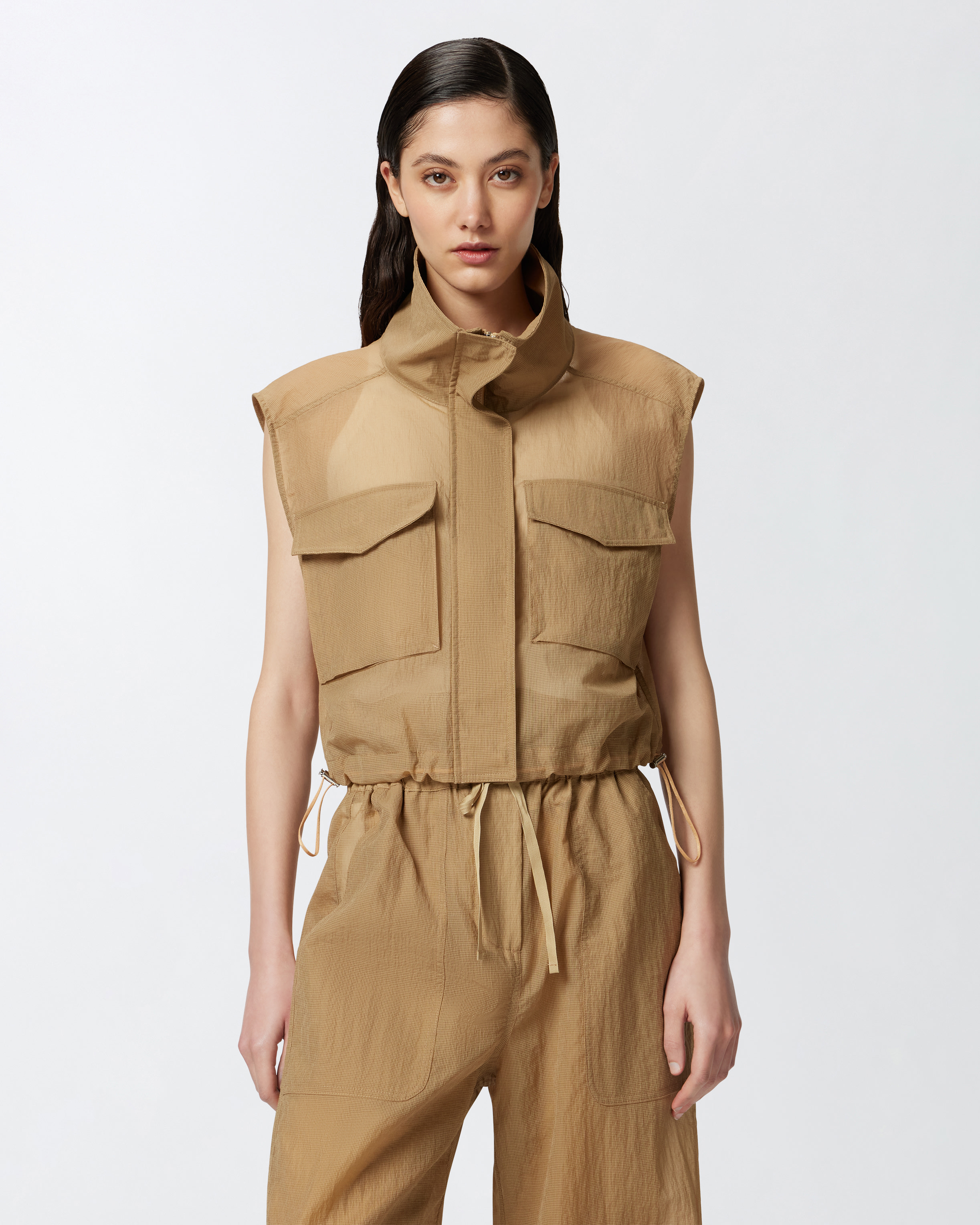 Pinko Sleeveless Vest In Marron Clair