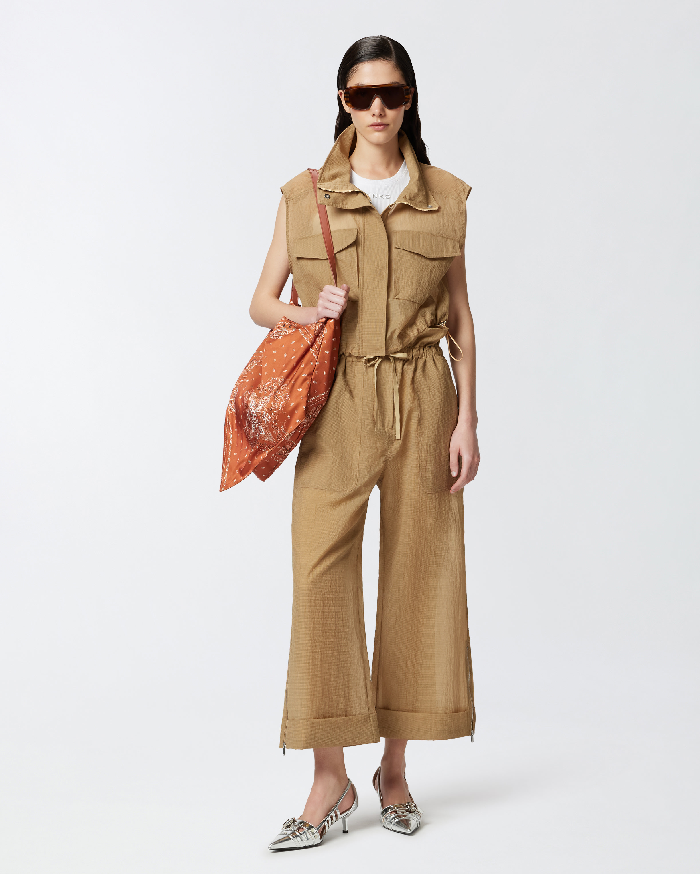 Pinko Sleeveless Vest In Marron Clair