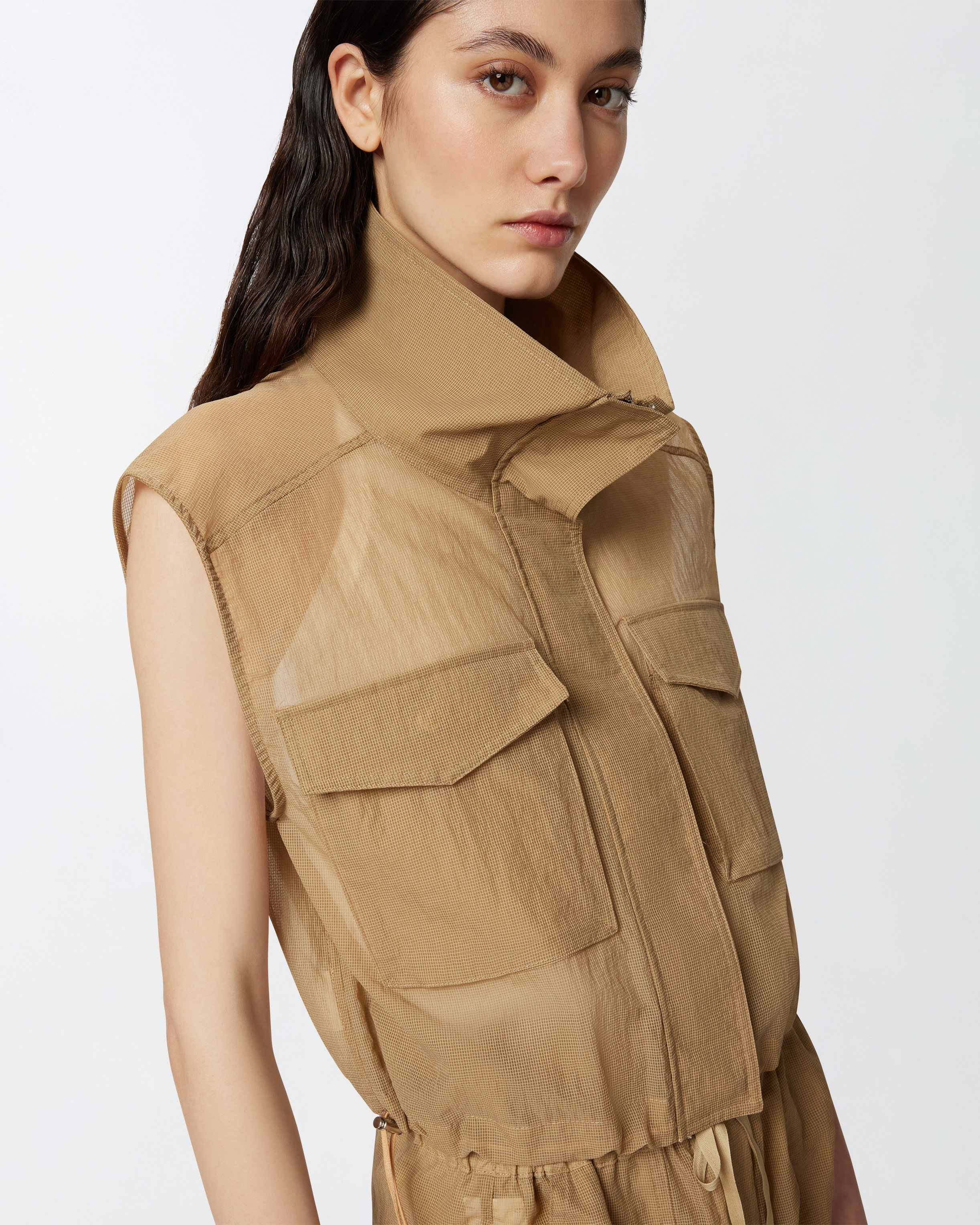 Pinko Sleeveless Vest In Marron Clair