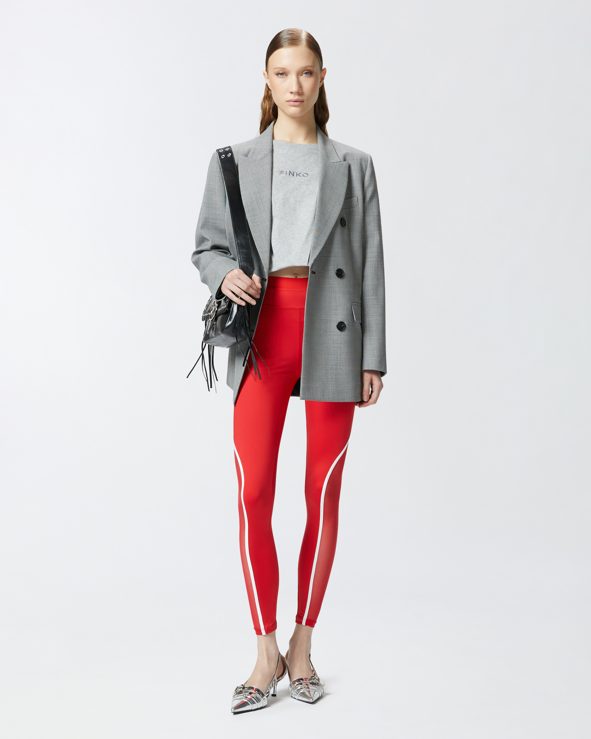 Pinko Stripe-detailing Leggings In Red/white