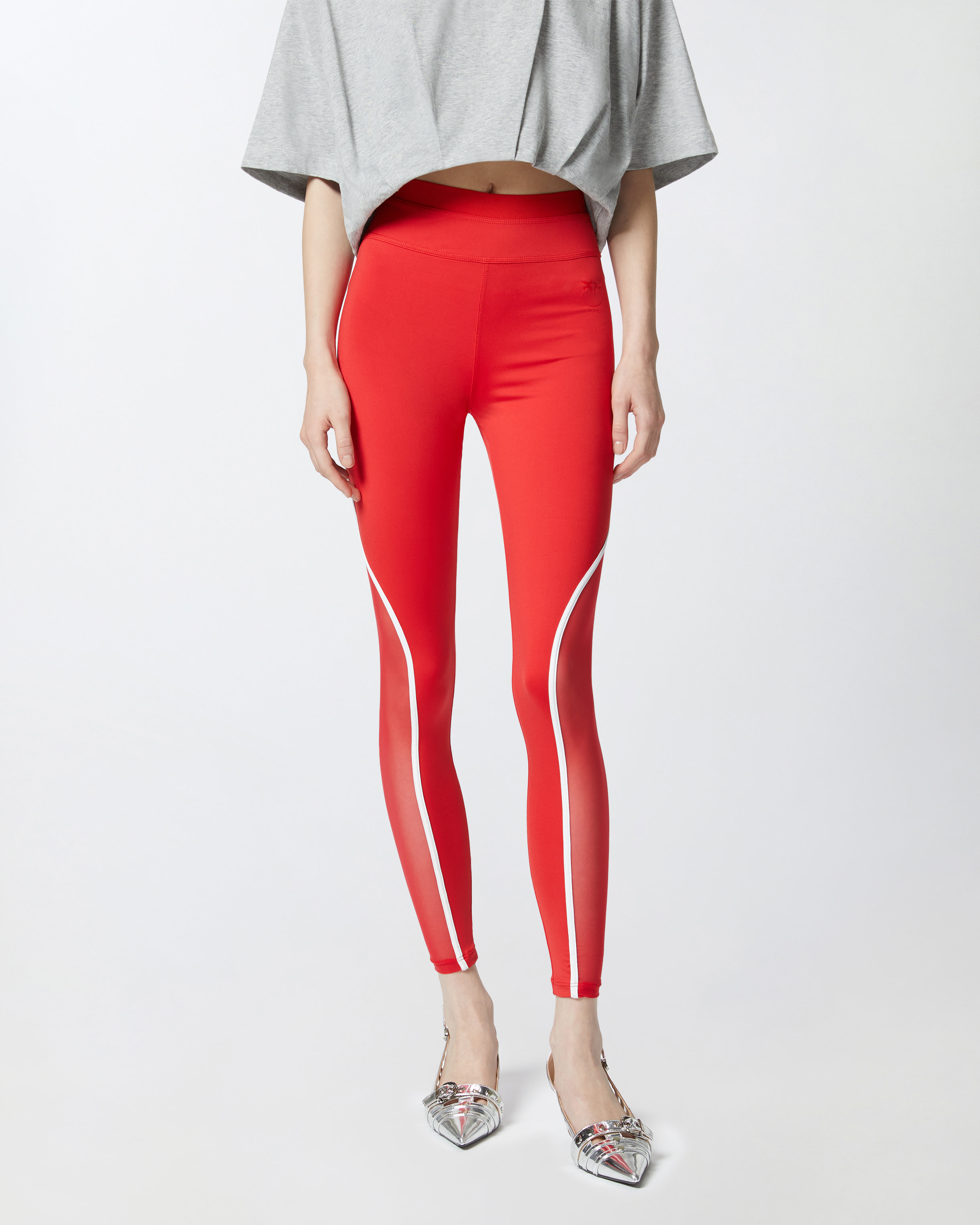 Pinko Stripe-detailing Leggings In Red/white