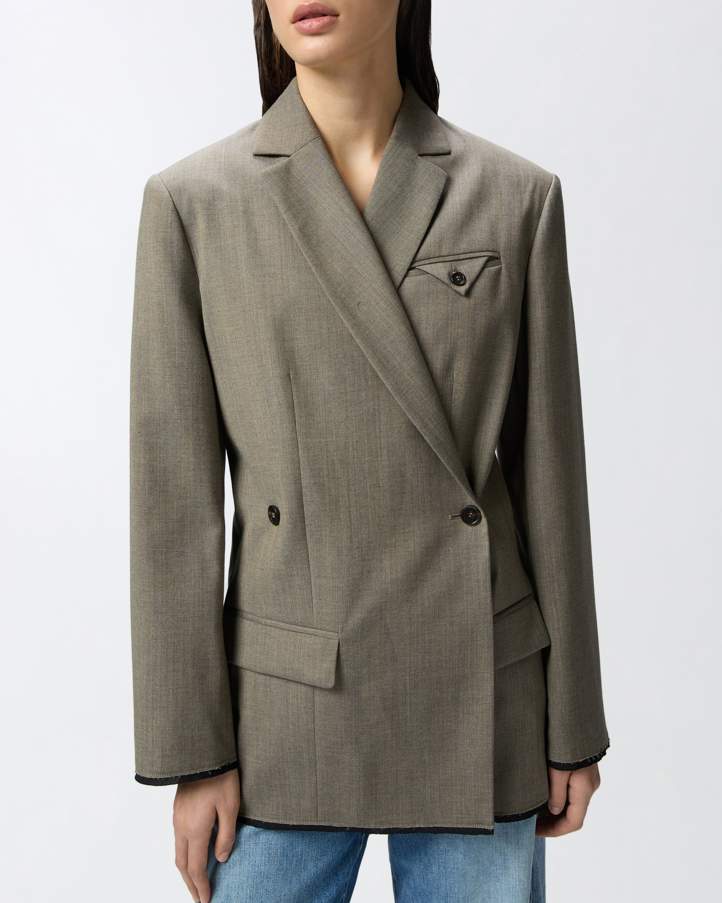 Pinko Tailored Blazer With Crisscross Closure In Flask Brown