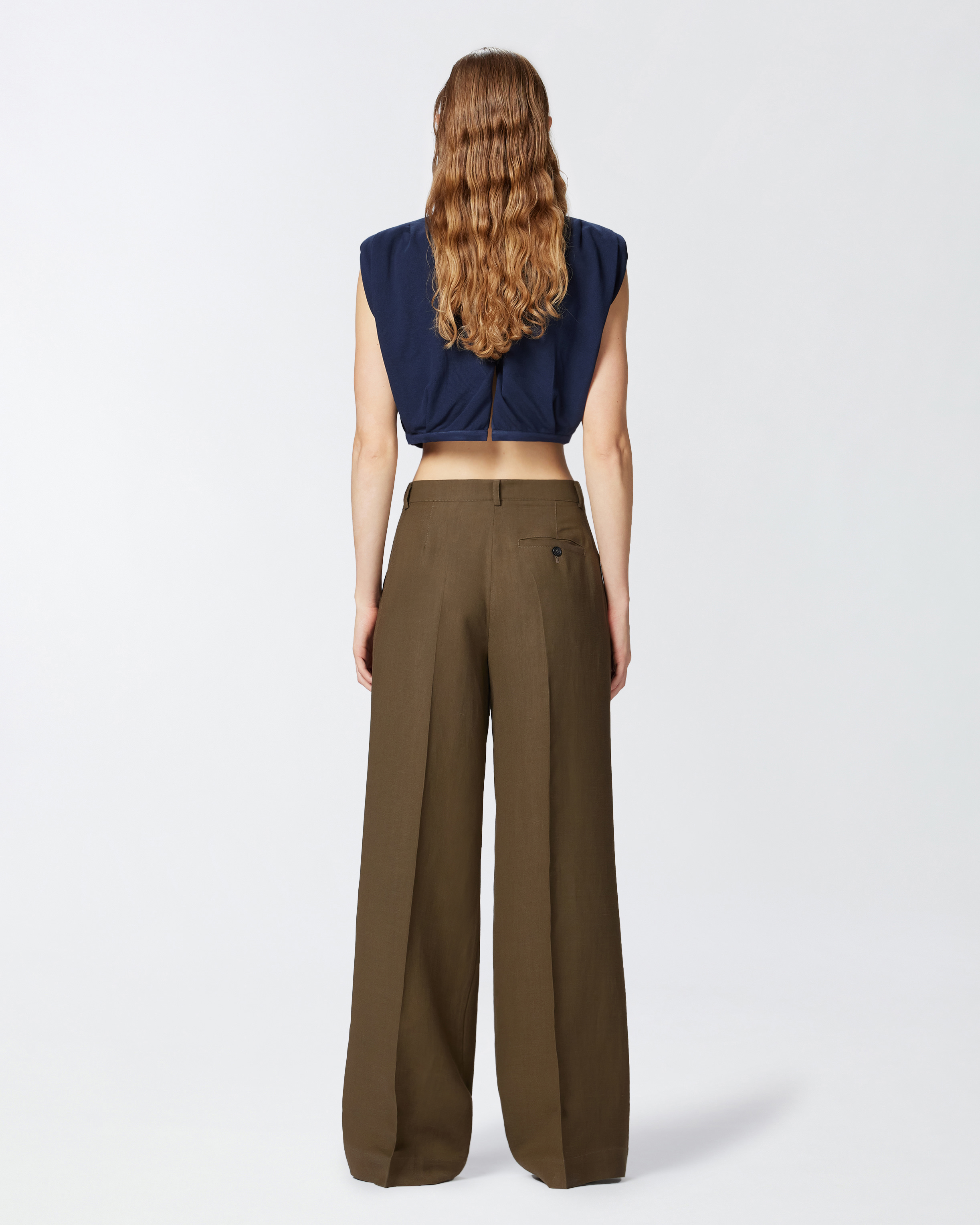 Pantaloni palazzo in lino con tasche Pinko → Acquista Online