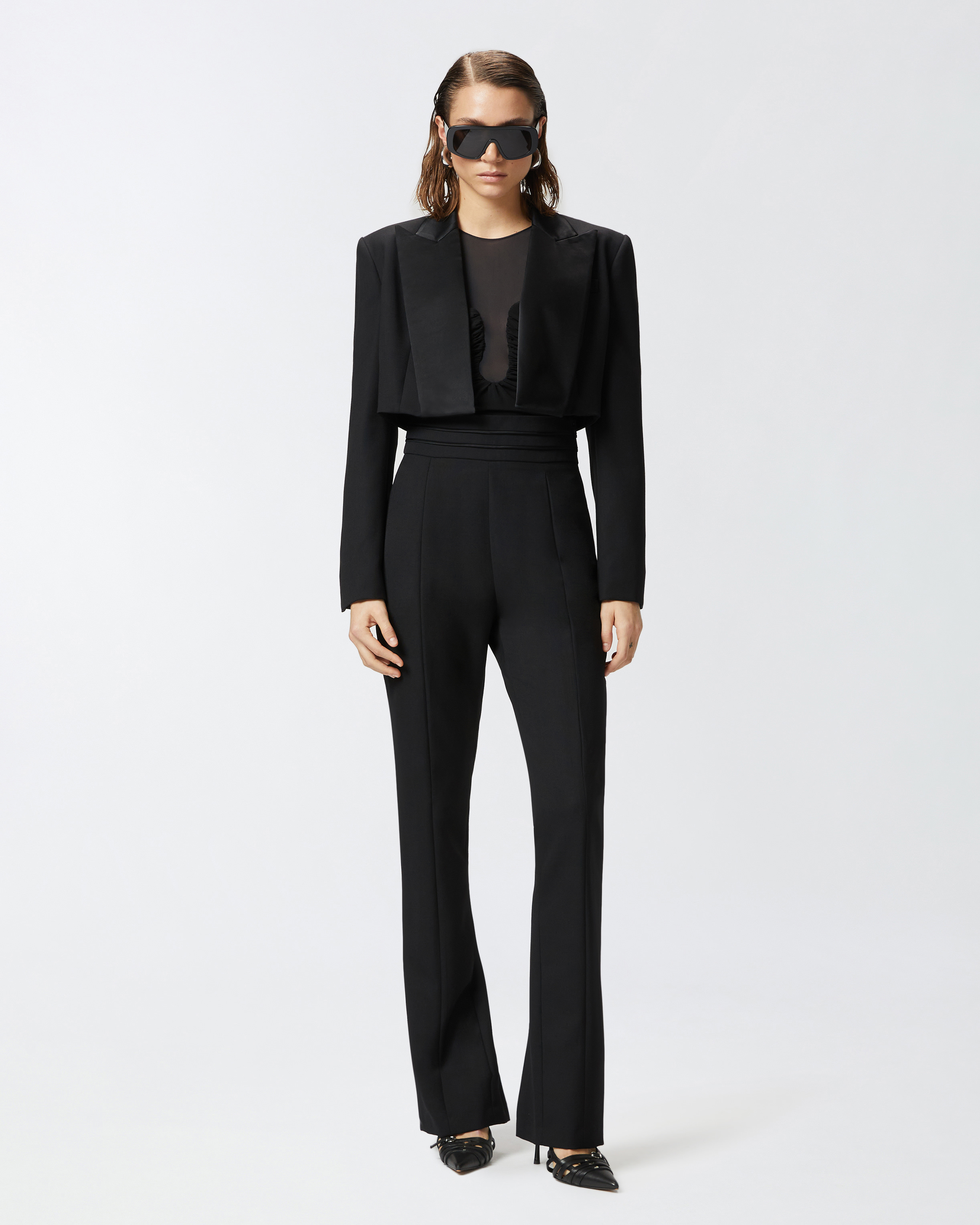 Pinko Elegant Trousers With Slits At The Back In Limo Black