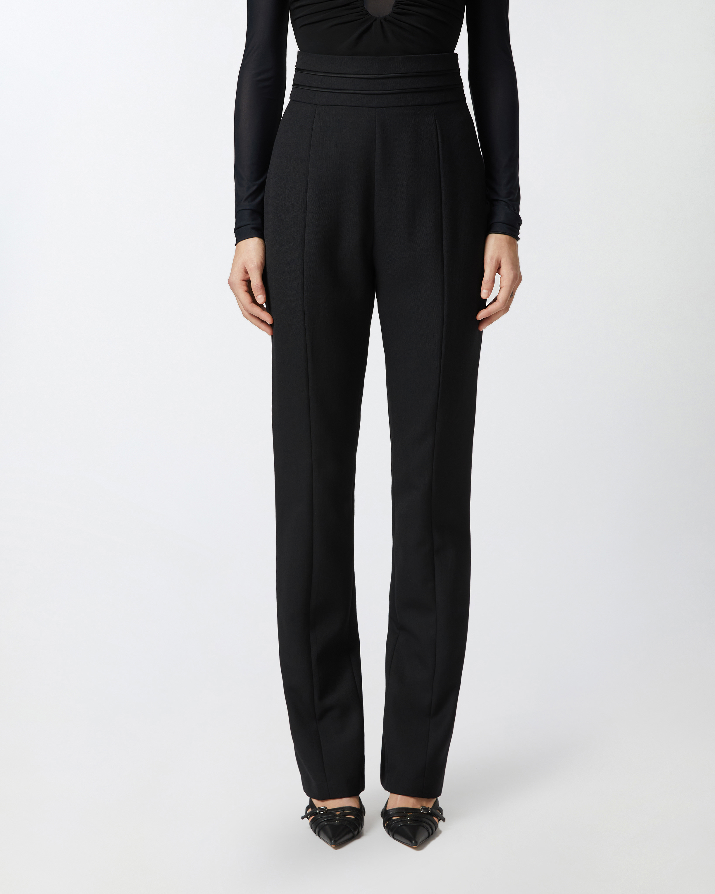 Pinko Elegant Trousers With Slits At The Back In Limo Black