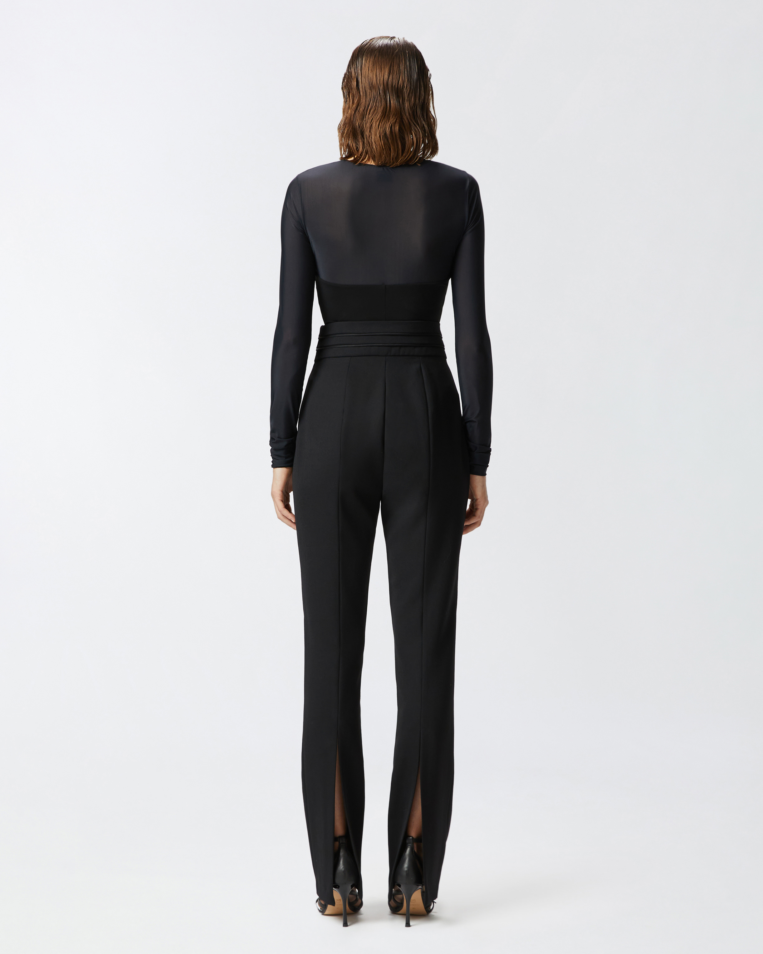 Pinko Elegant Trousers With Slits At The Back In Limo Black