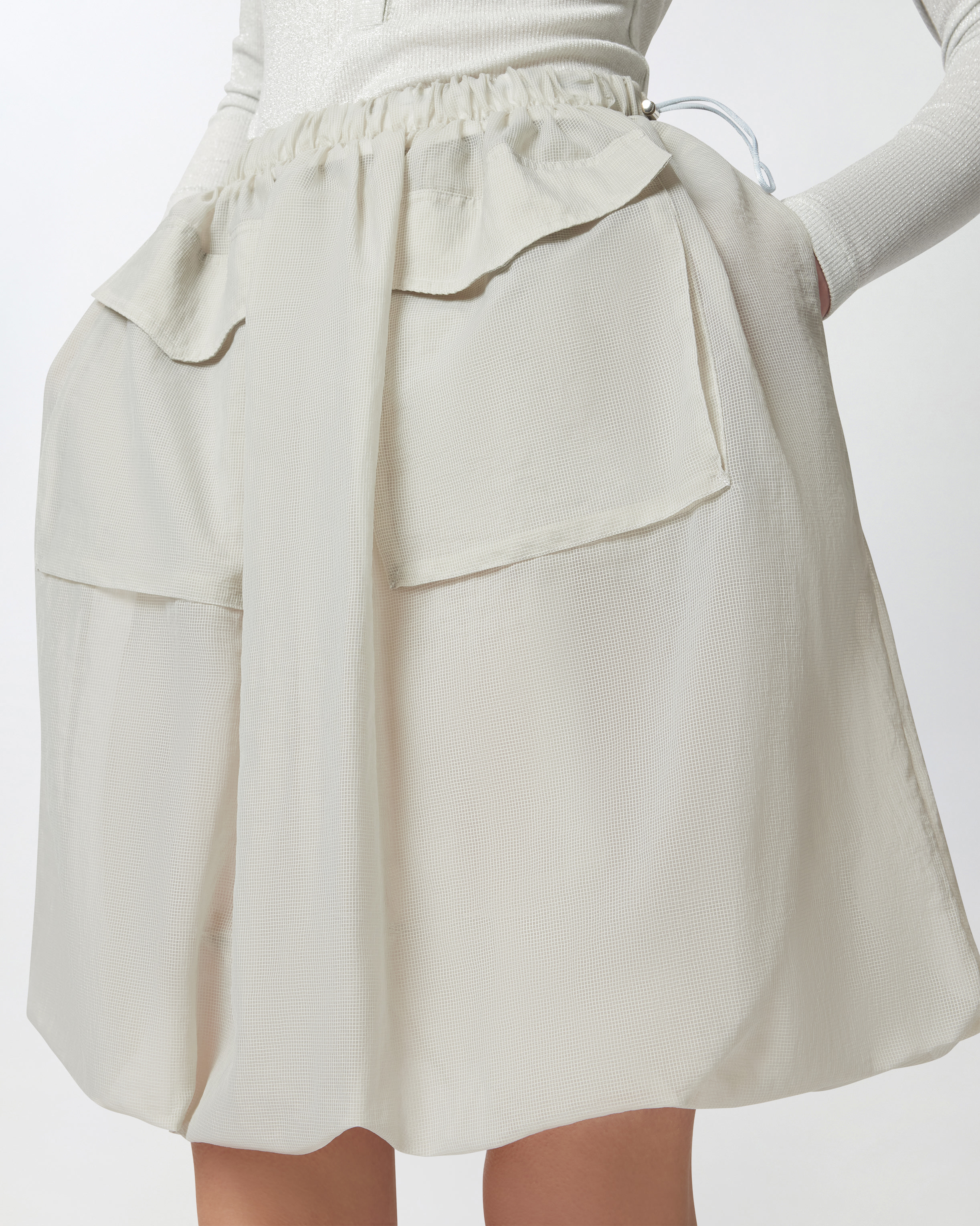 Pinko Lightweight Organza-effect Skirt With Pockets In Pearl Grey