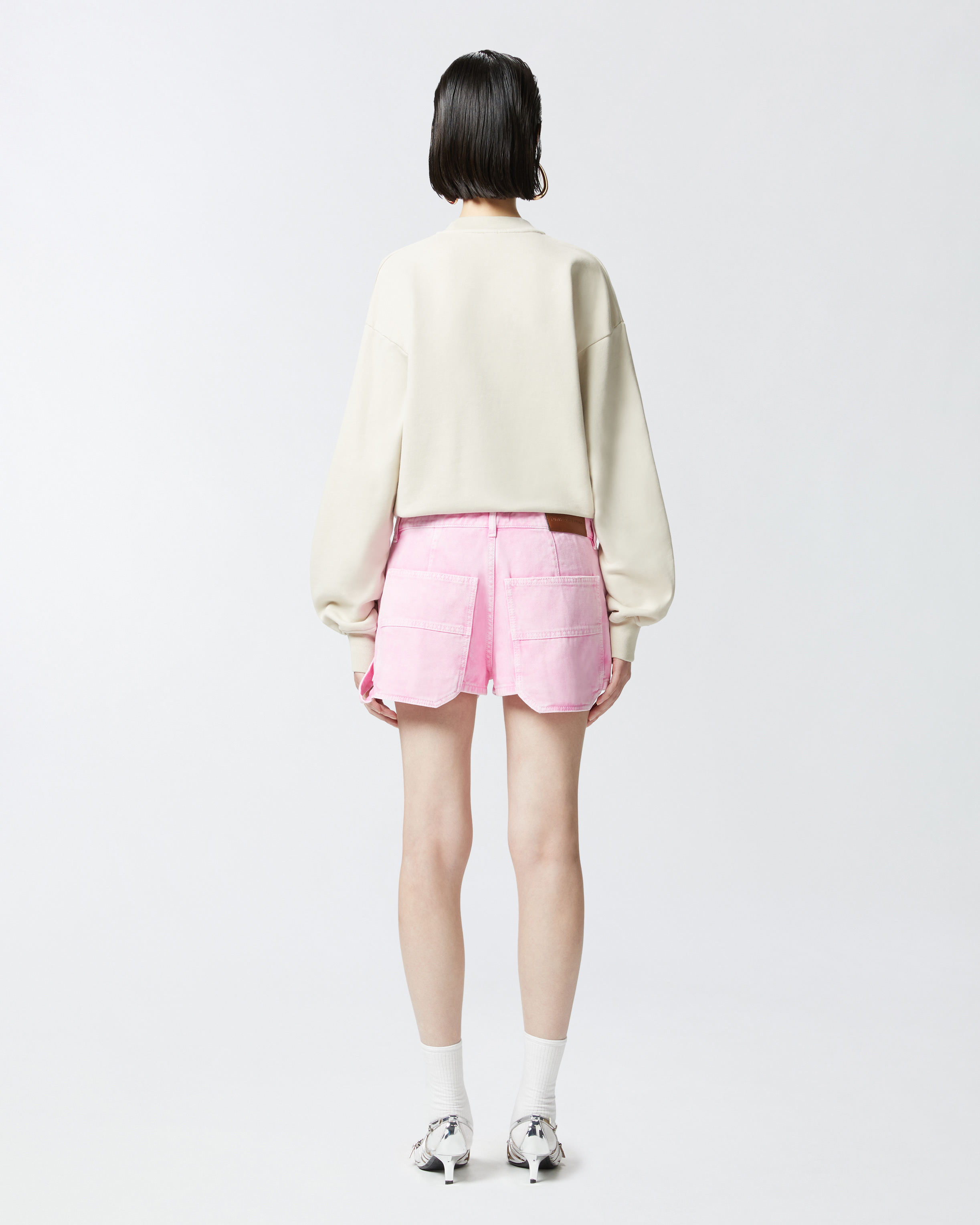 Pinko Workwear Shorts In Cotton Bull Fabric In Lilac Chiffon