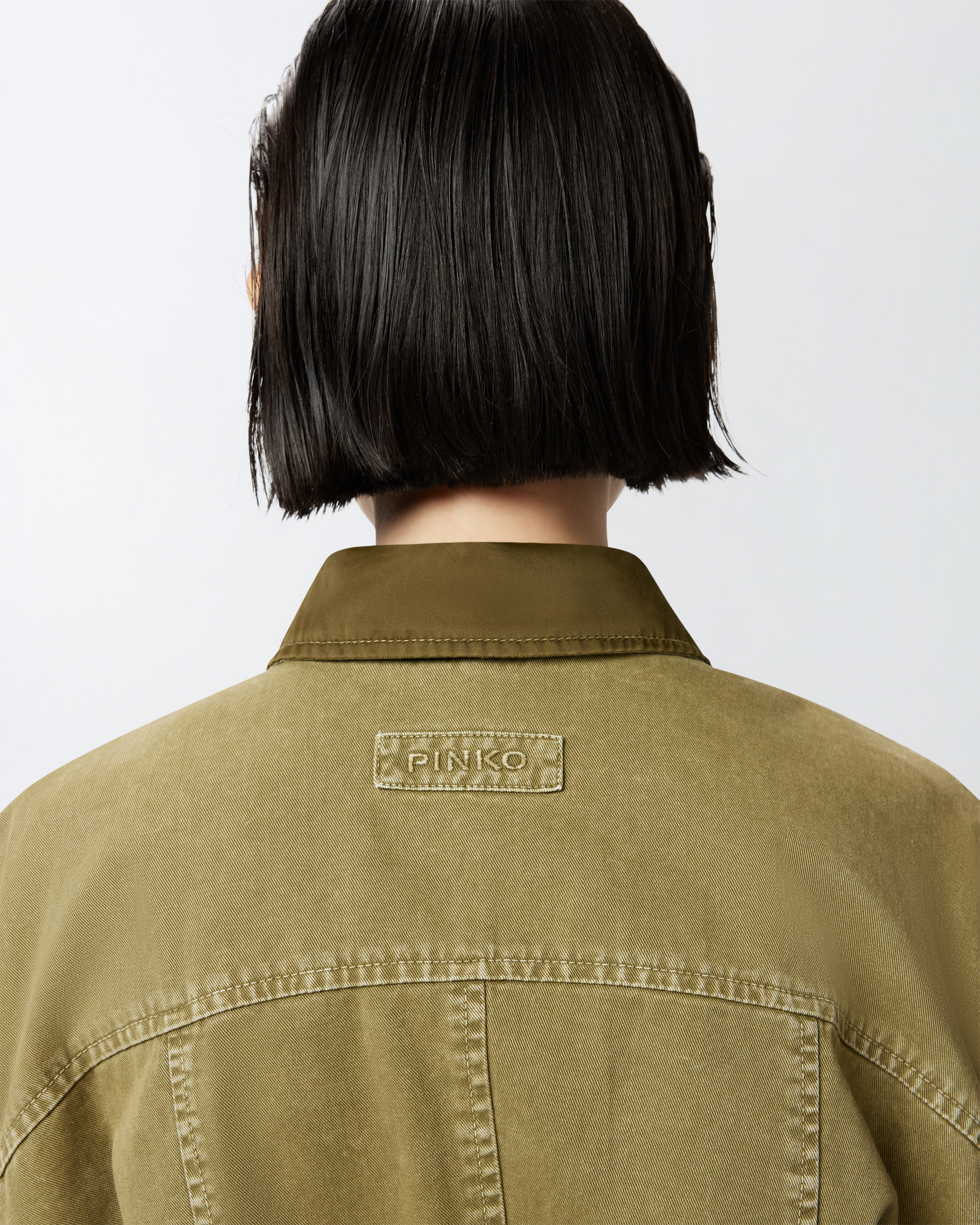 Pinko Field Jacket With Pockets In Four-leaf Clover Green