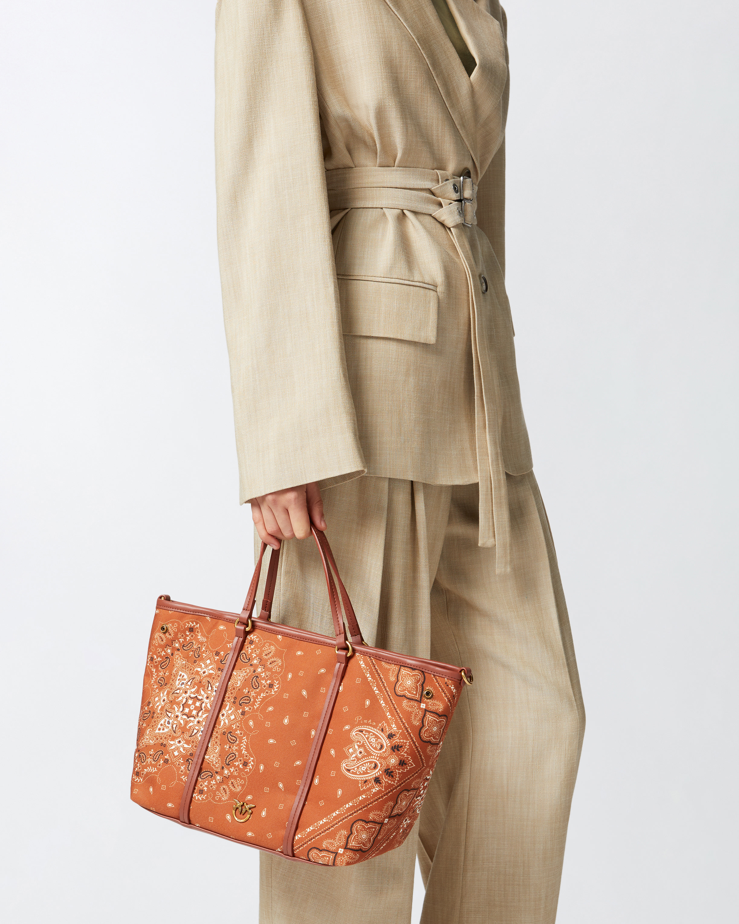 Pinko Medium Bandana Print Shopper Bag With Shoulder Strap