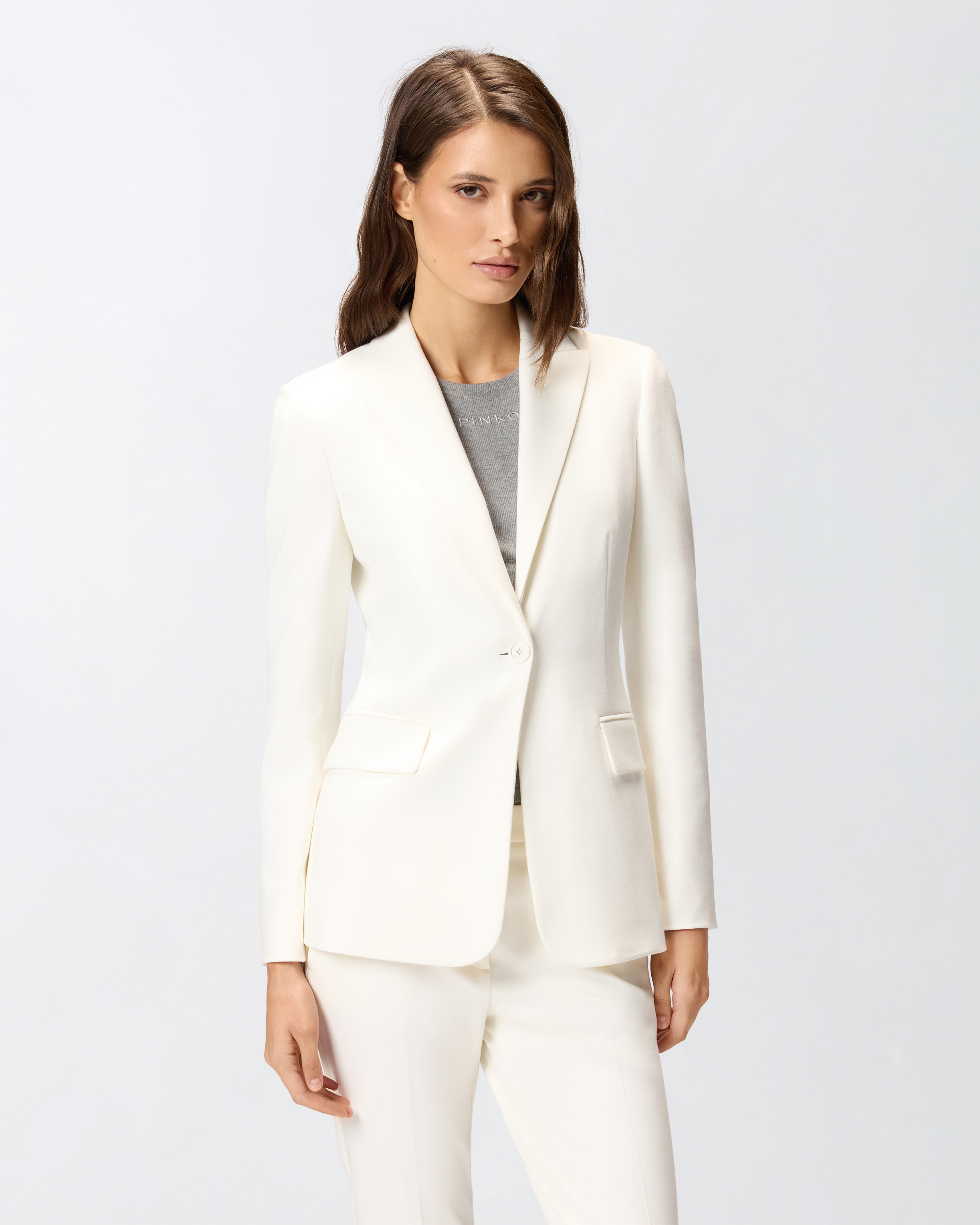 Giacca sfiancata in punto stoffa - Bianco - large | Pinko 