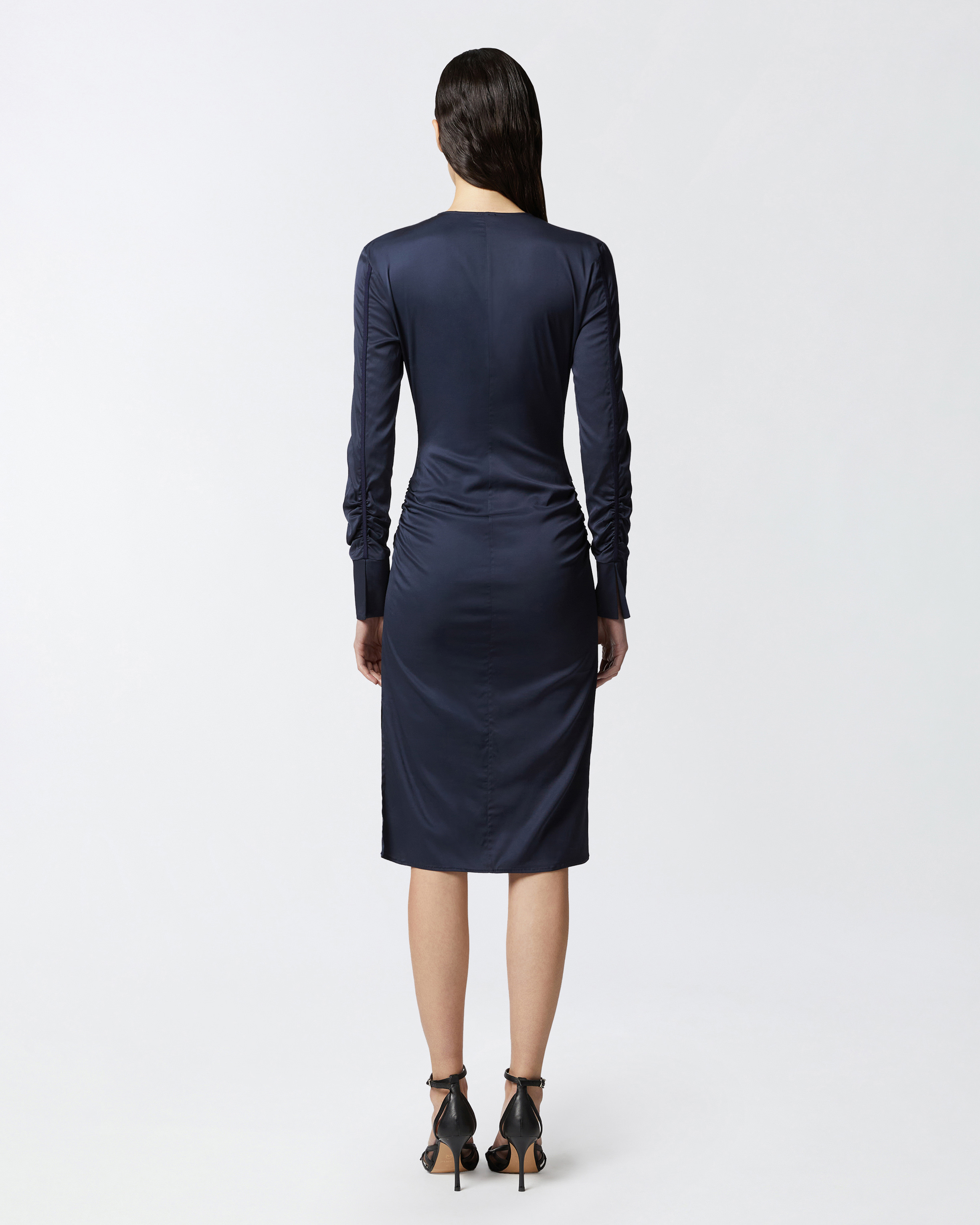 Pinko Ruched Midi Dress In Gloomy Blue