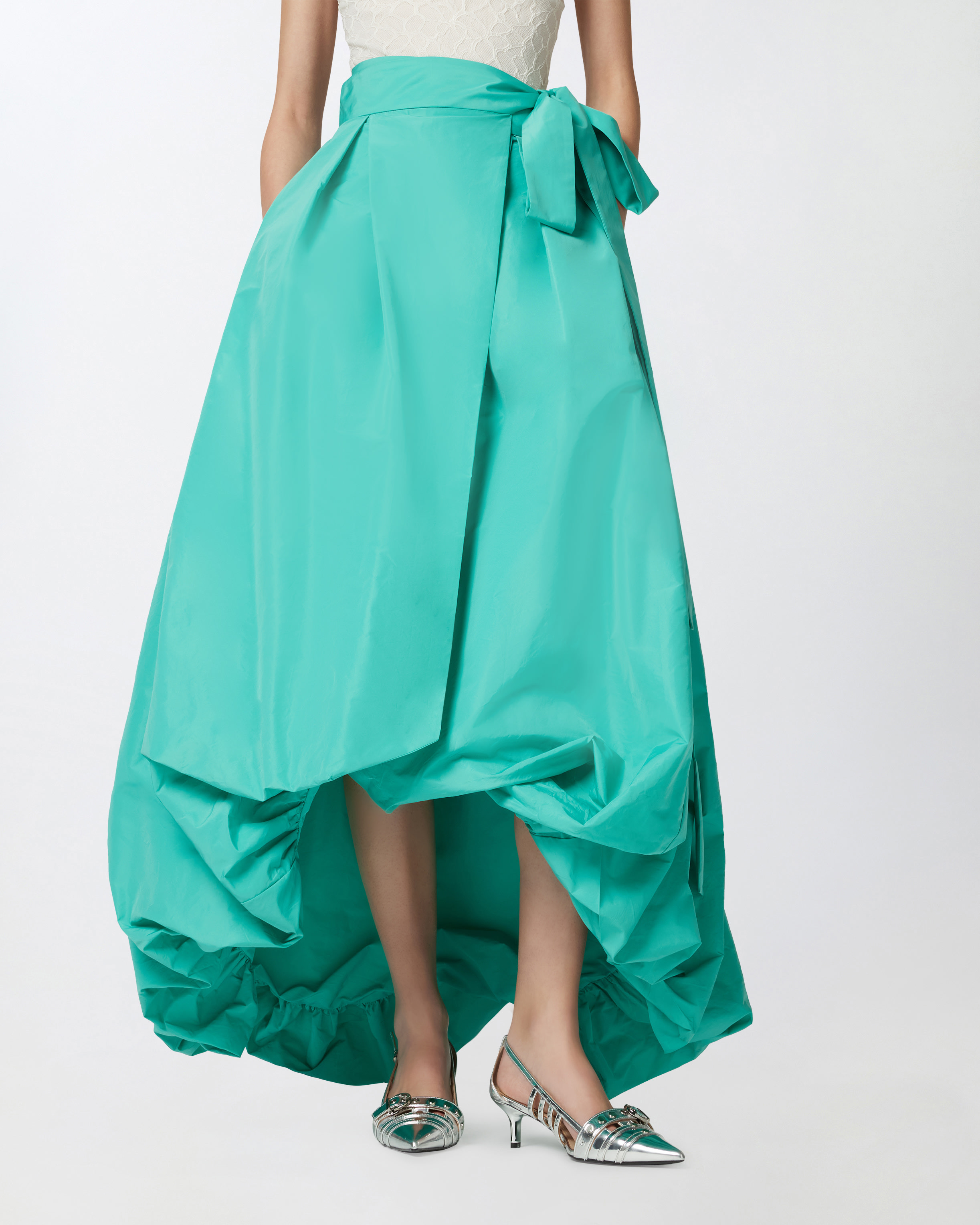 Pinko Jupe Ample En Taffetas Avec Naud In Waterfall