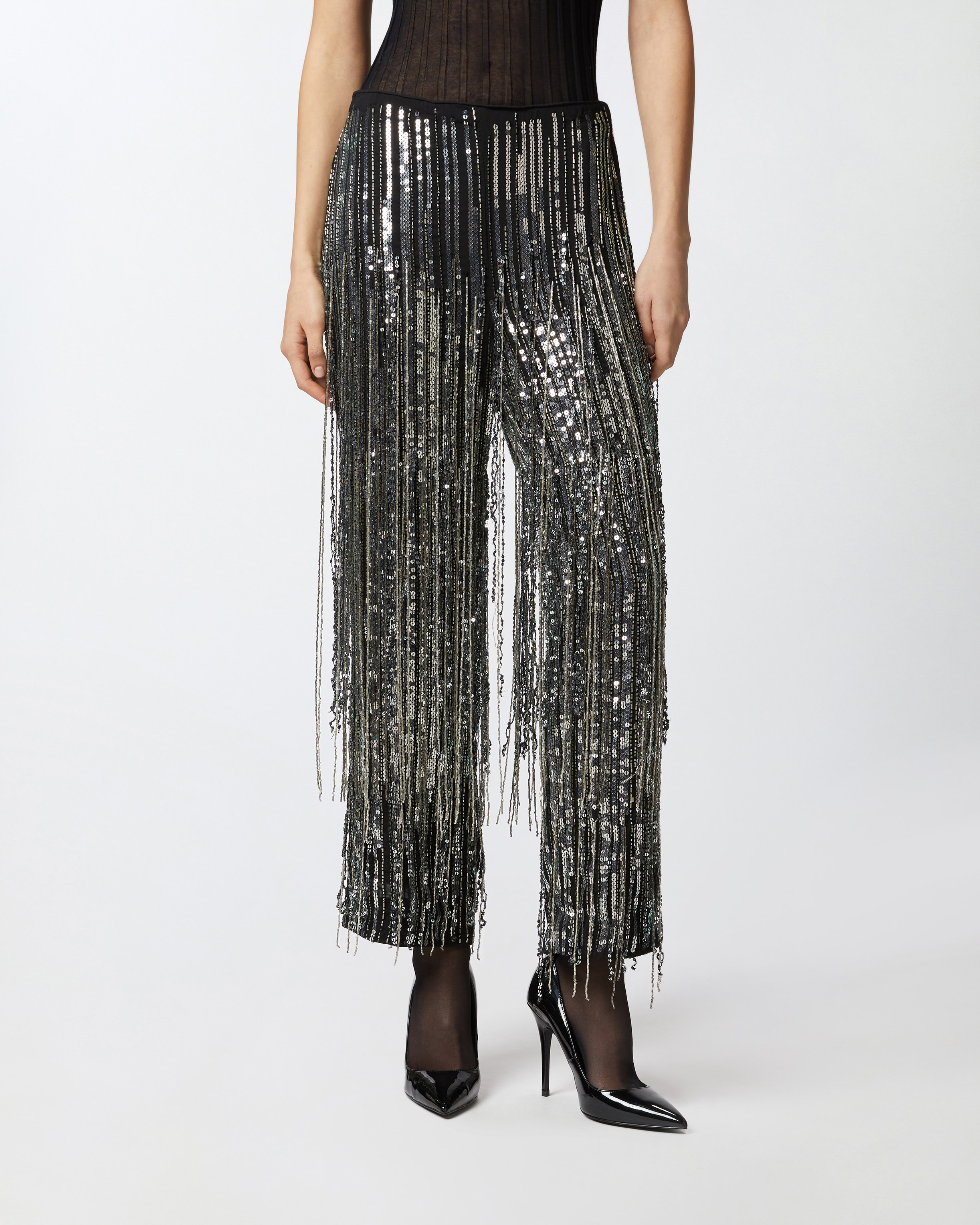 Pinko Papera Pants In Black/silver