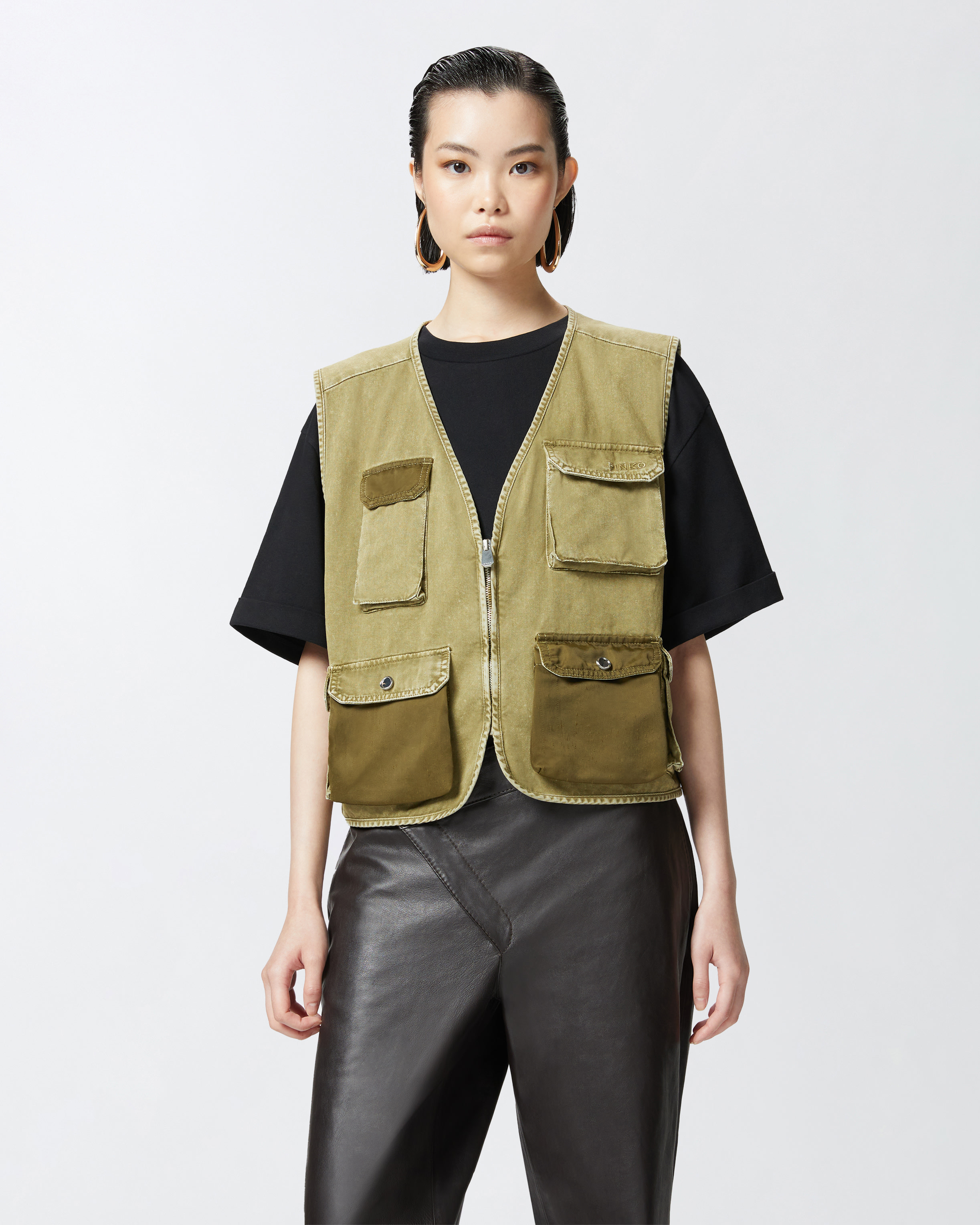 Pinko Multi-pocket Fisherman-style Vest In Four-leaf Clover Green