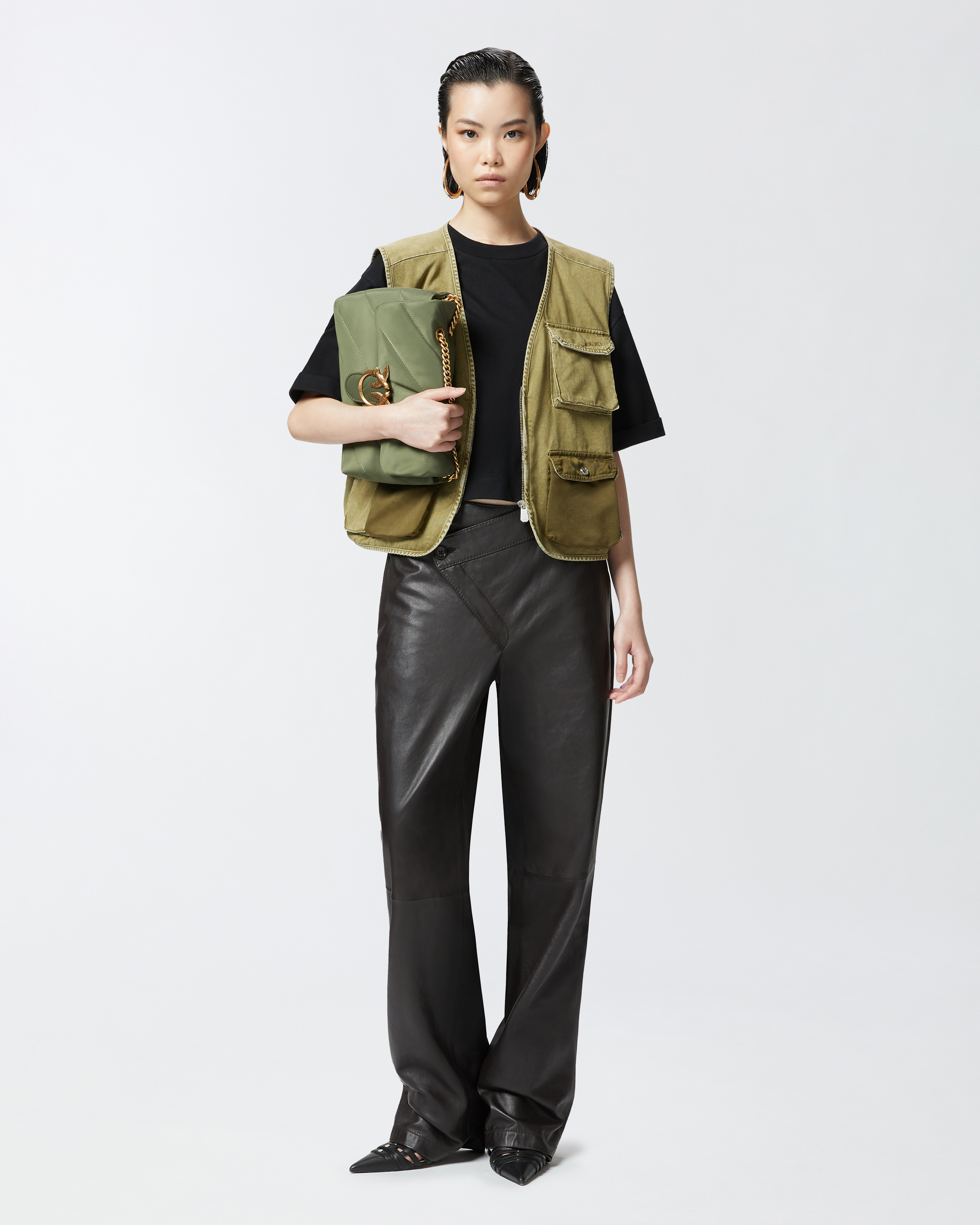 Pinko Multi-pocket Fisherman-style Vest In Four-leaf Clover Green