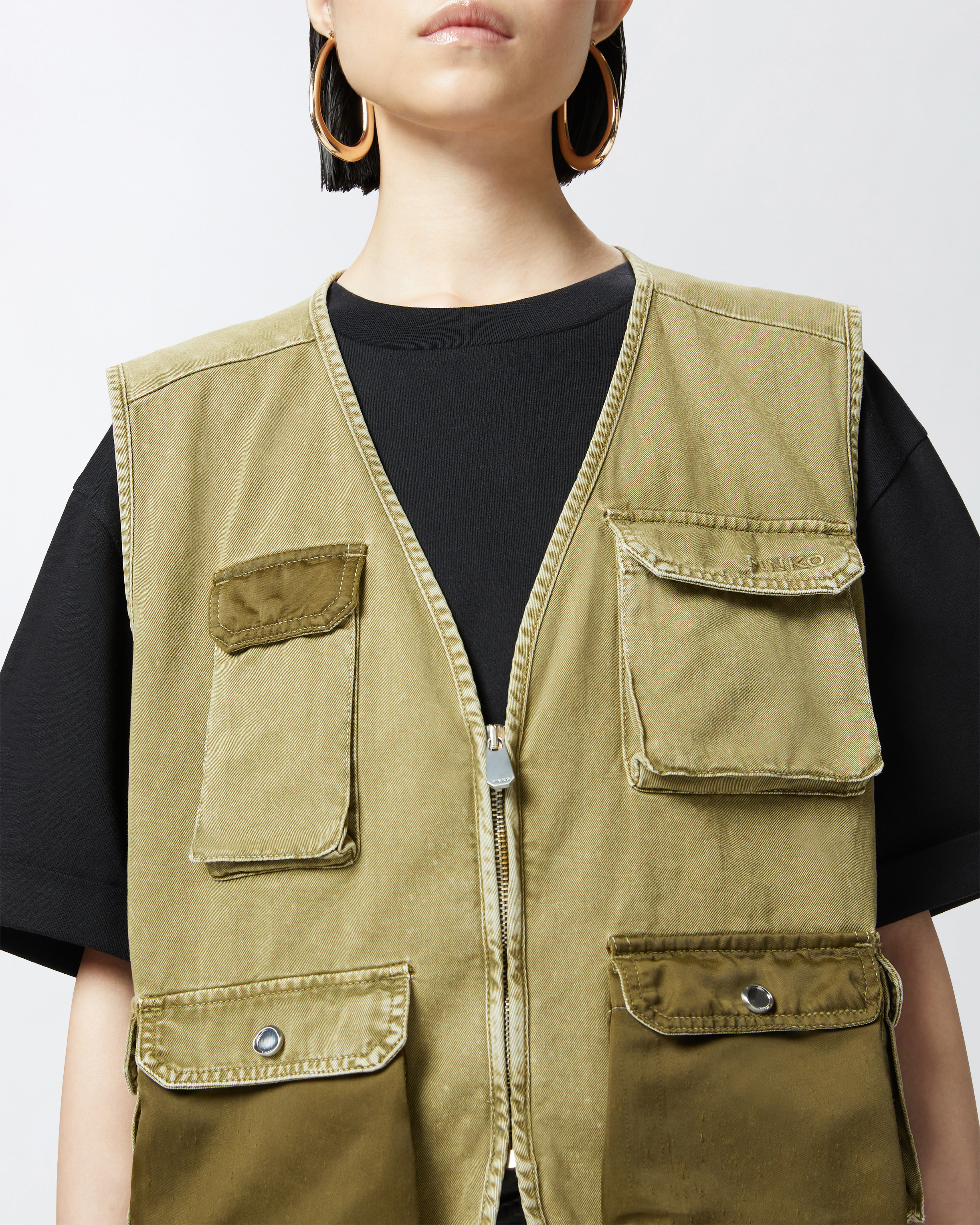 Pinko Multi-pocket Fisherman-style Vest In Four-leaf Clover Green
