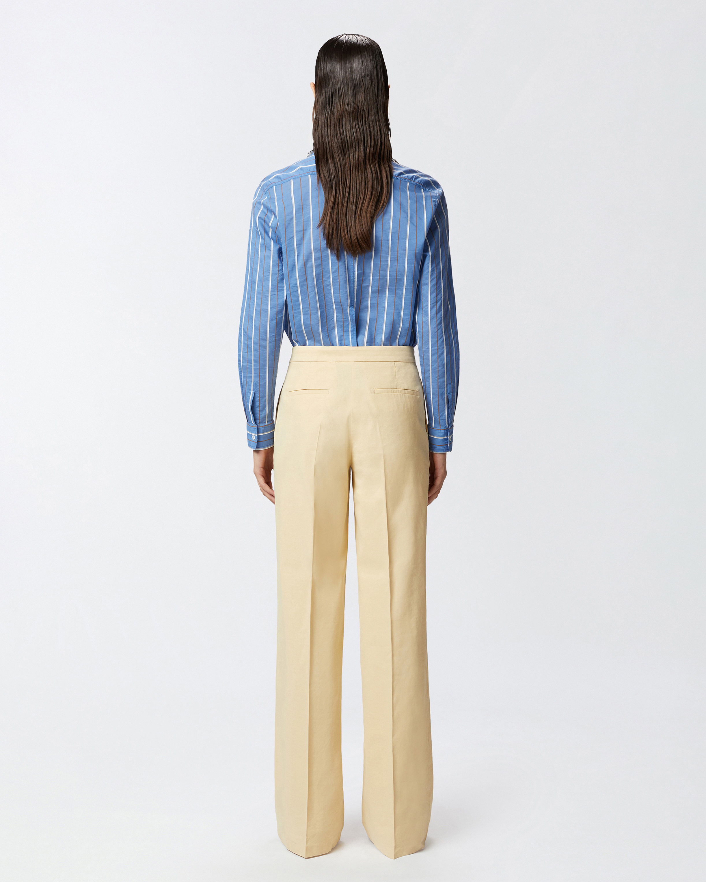Pinko Wide-leg Trousers With Tailored Silhouette And High Waist In Cane Yellow