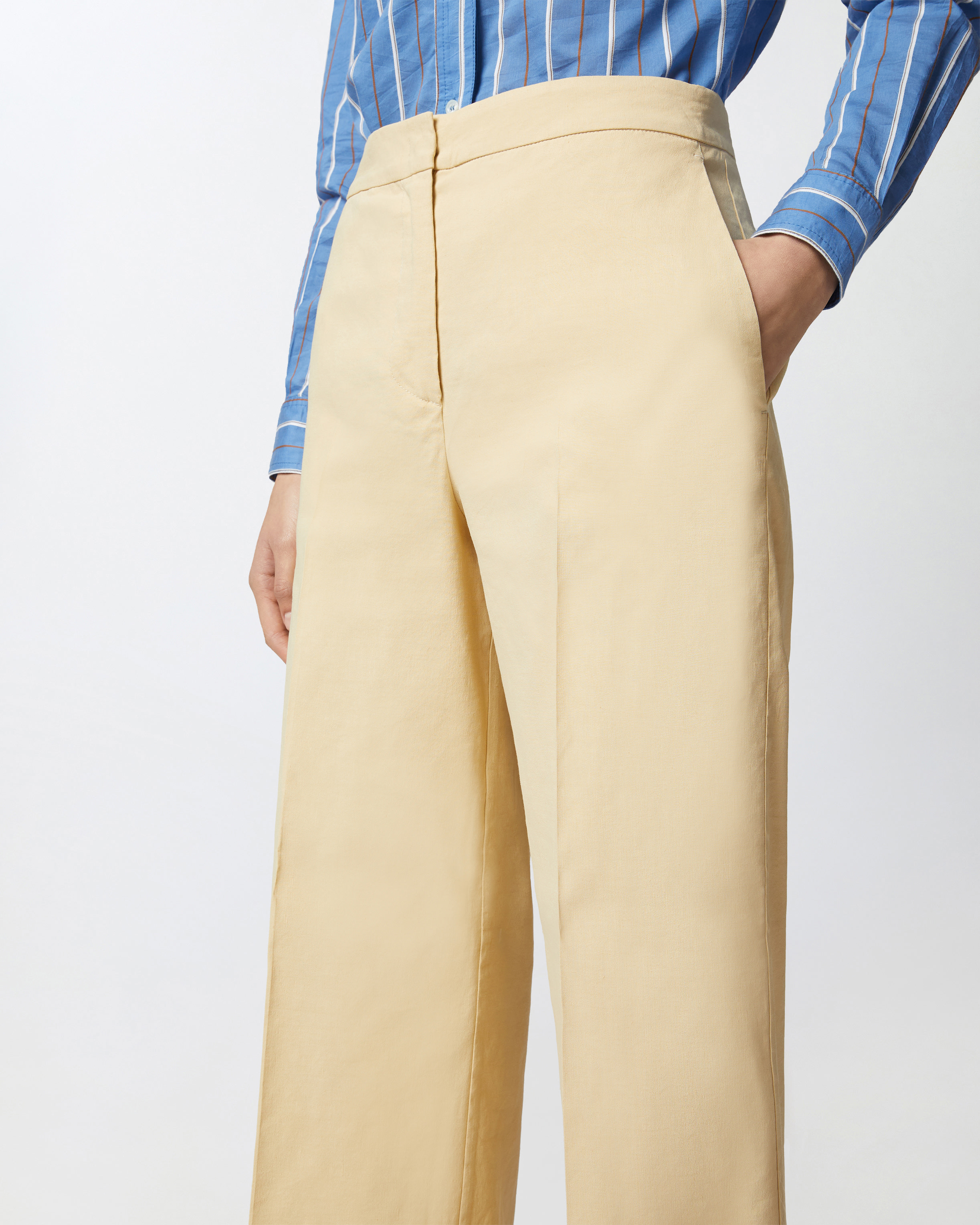 Pinko Wide-leg Trousers With Tailored Silhouette And High Waist In Cane Yellow