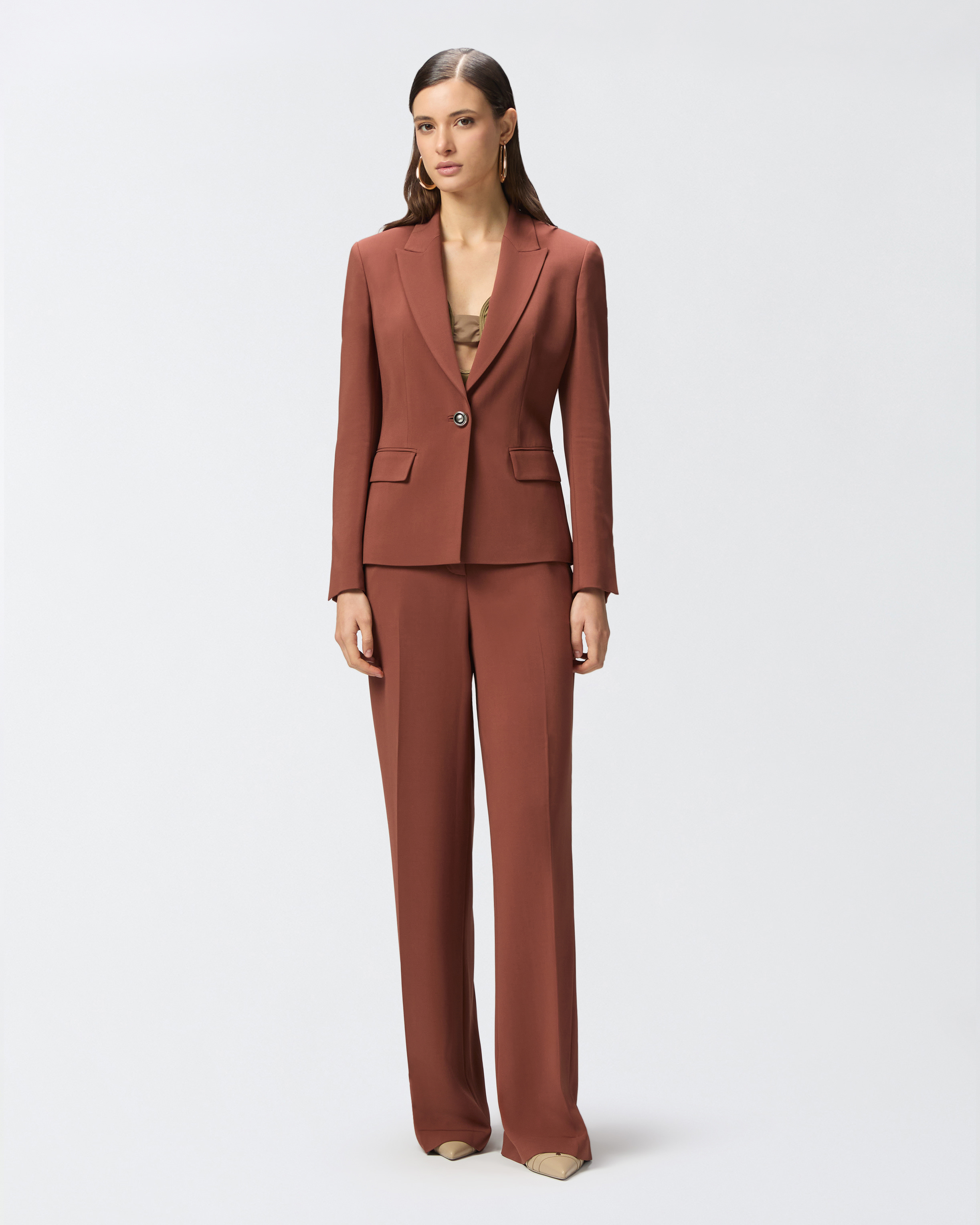 Pinko Gente Single-breasted One Button Jacket In Cinnamon