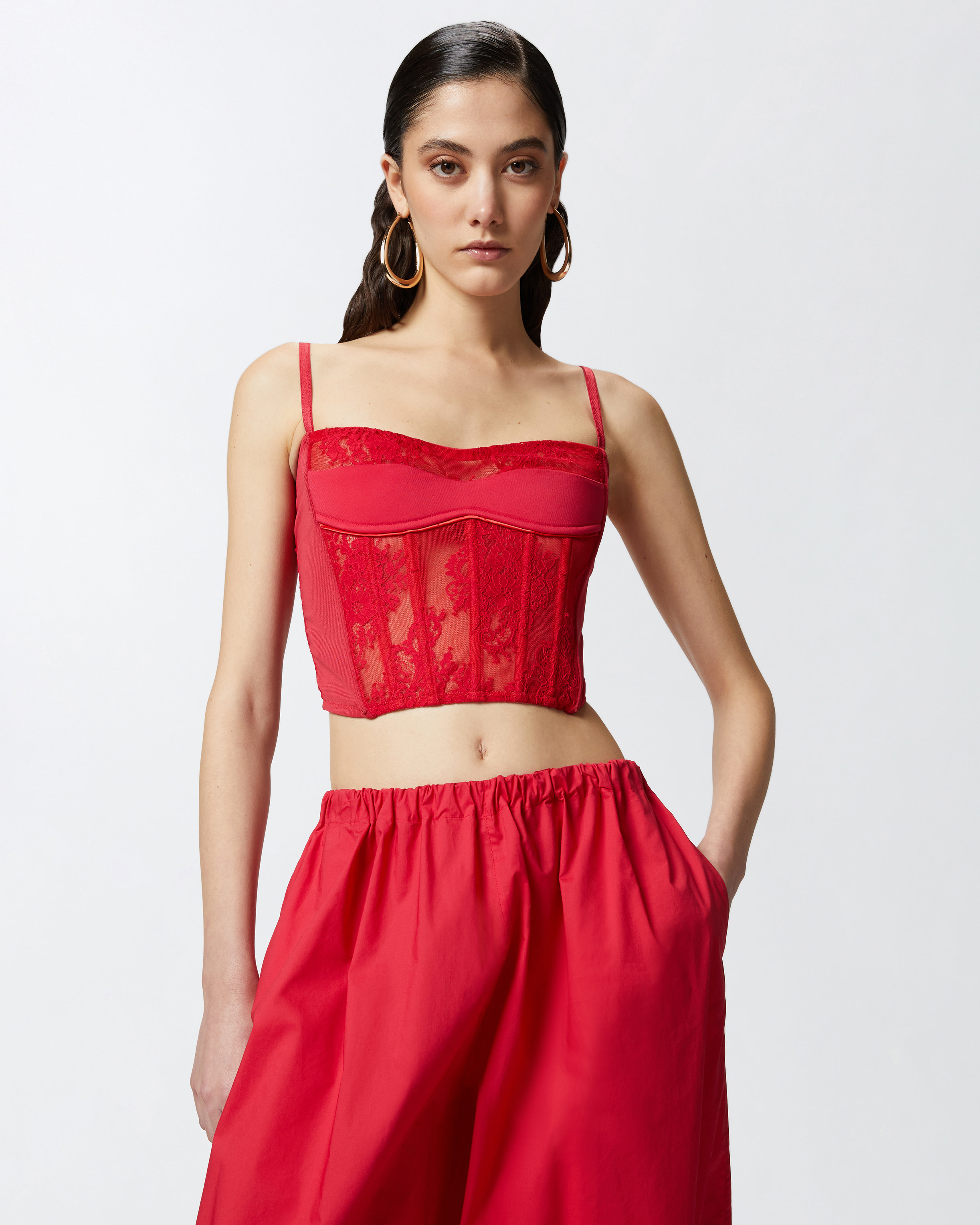 Pinko Lace Corset In Lively Red