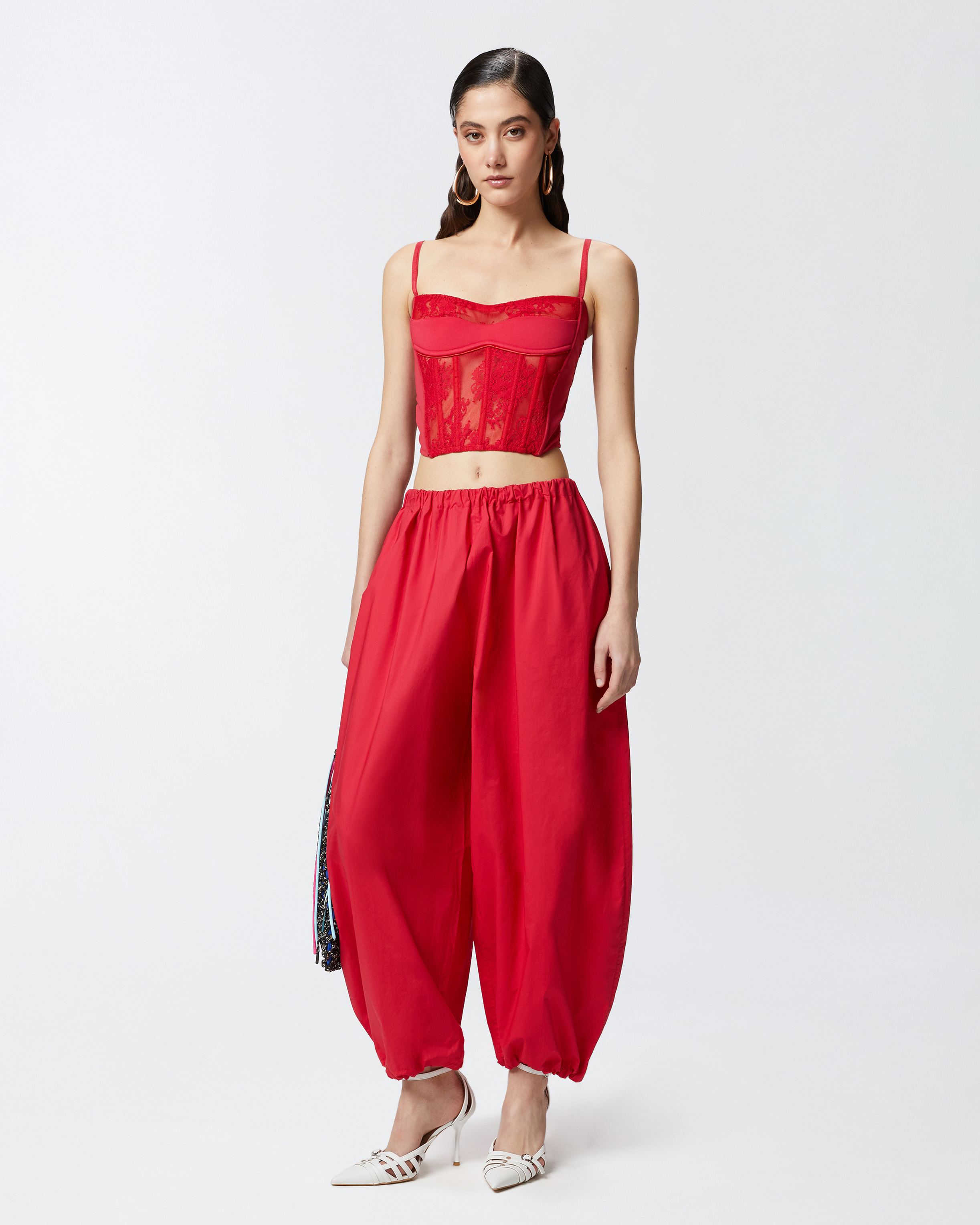 Pinko Lace Corset In Lively Red
