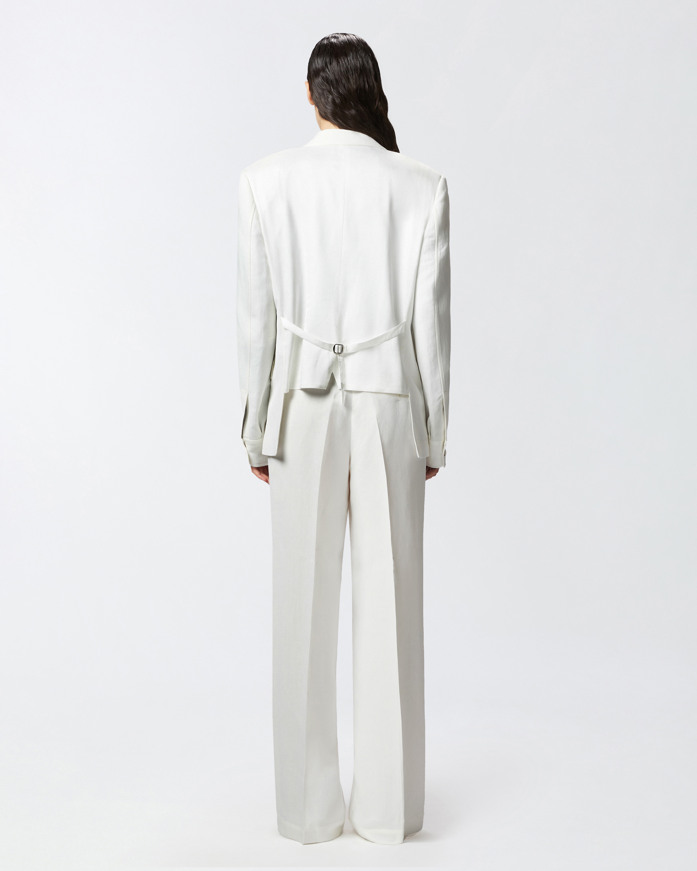 Pinko Tailored White Blazer With Adjustable Strap Detail In Snow White