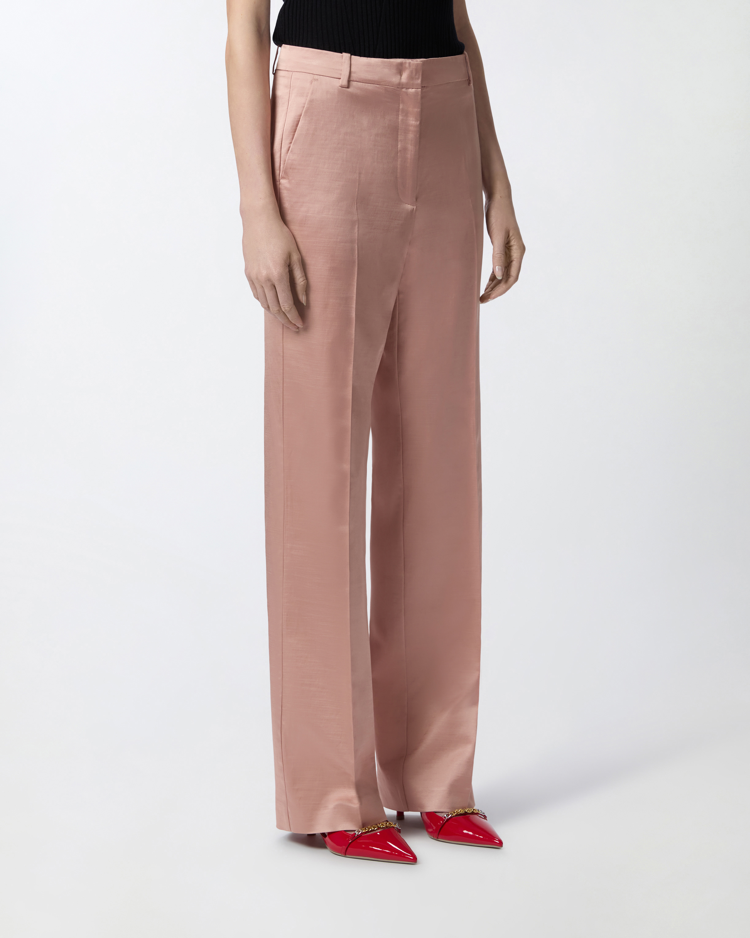 Pinko Elegant Satin Trousers For Ceremonies In Rosy Cloud
