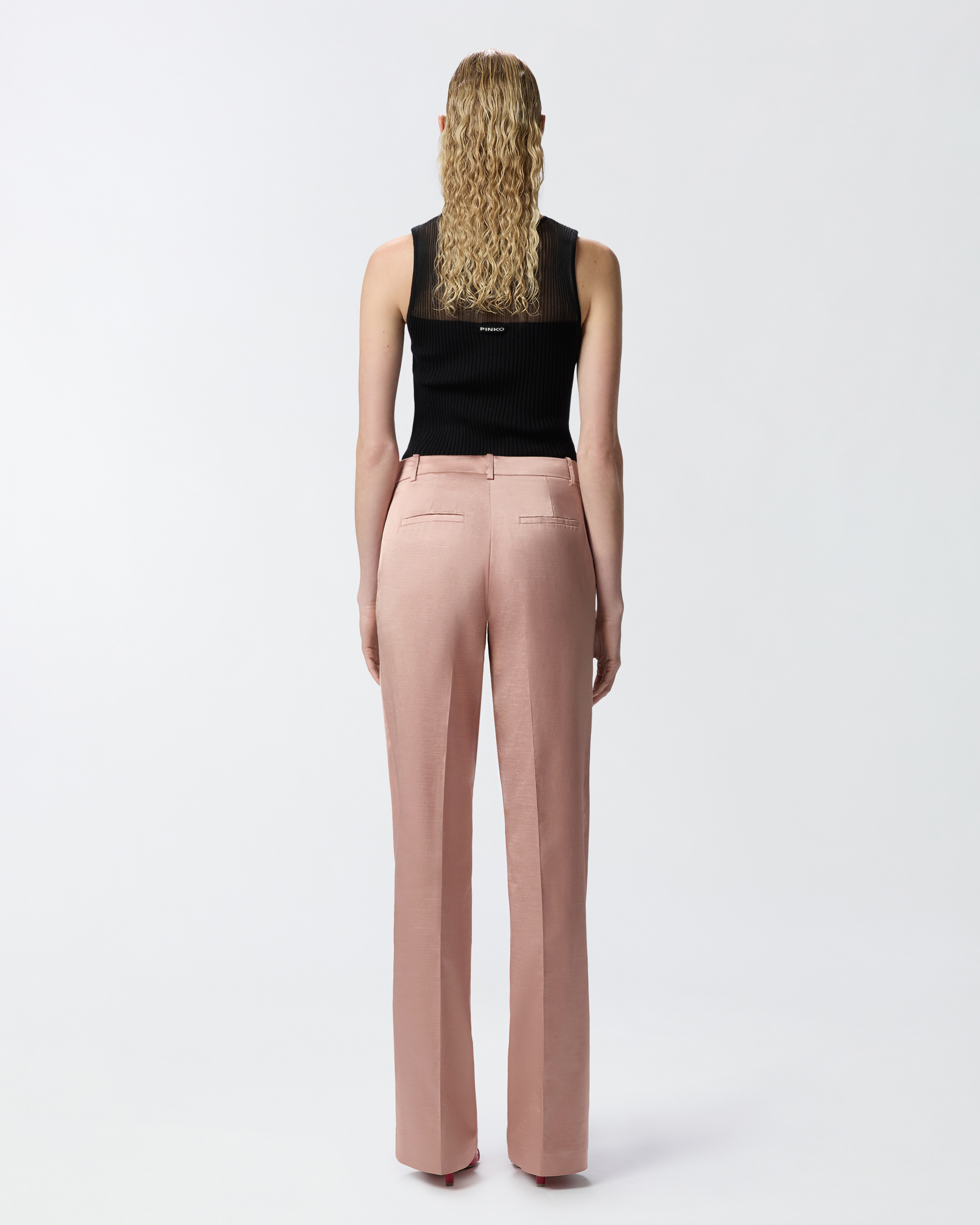 Pinko Elegant Satin Trousers For Ceremonies In Rosy Cloud