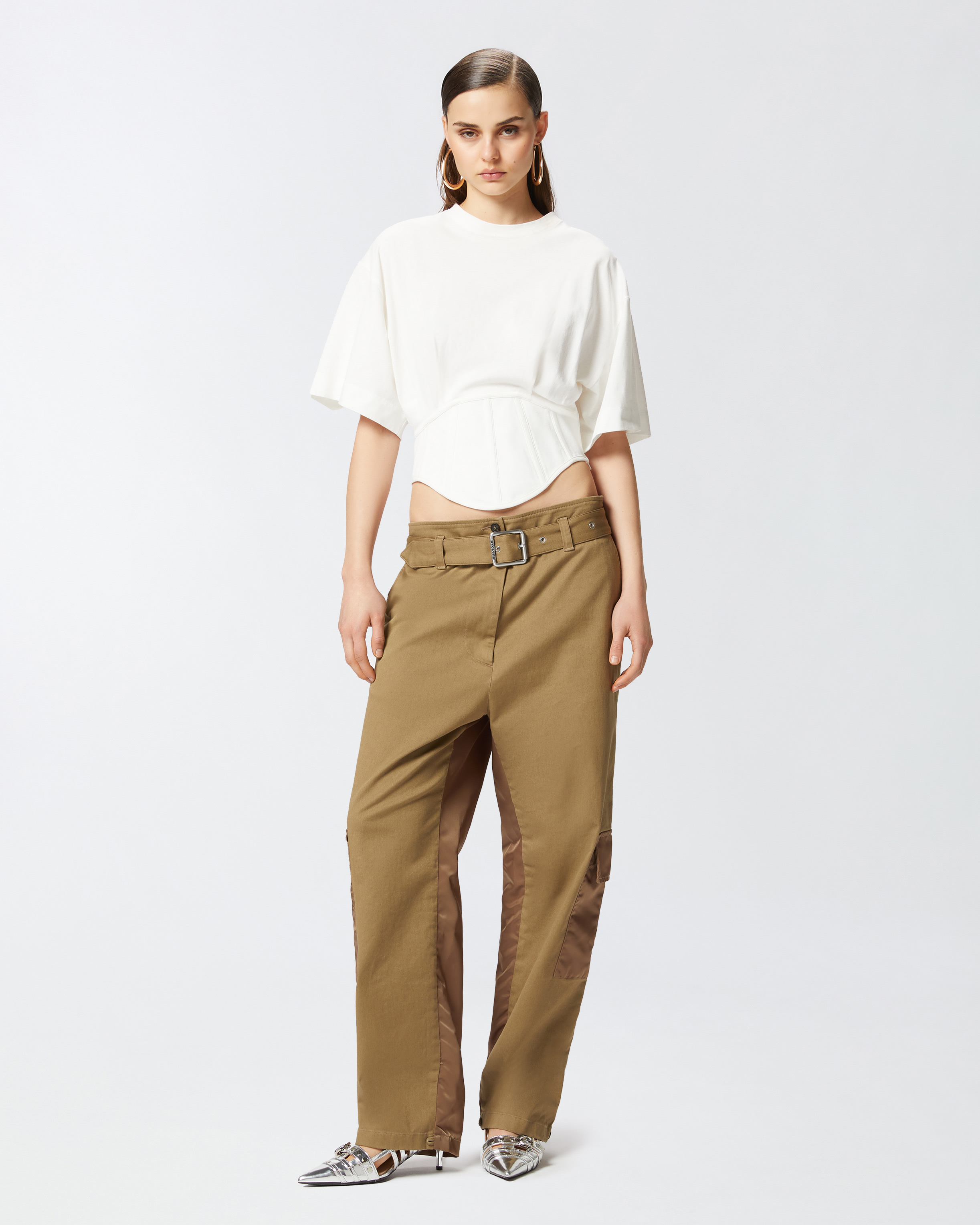 Pinko Corset-style Short Sweater In Bright White