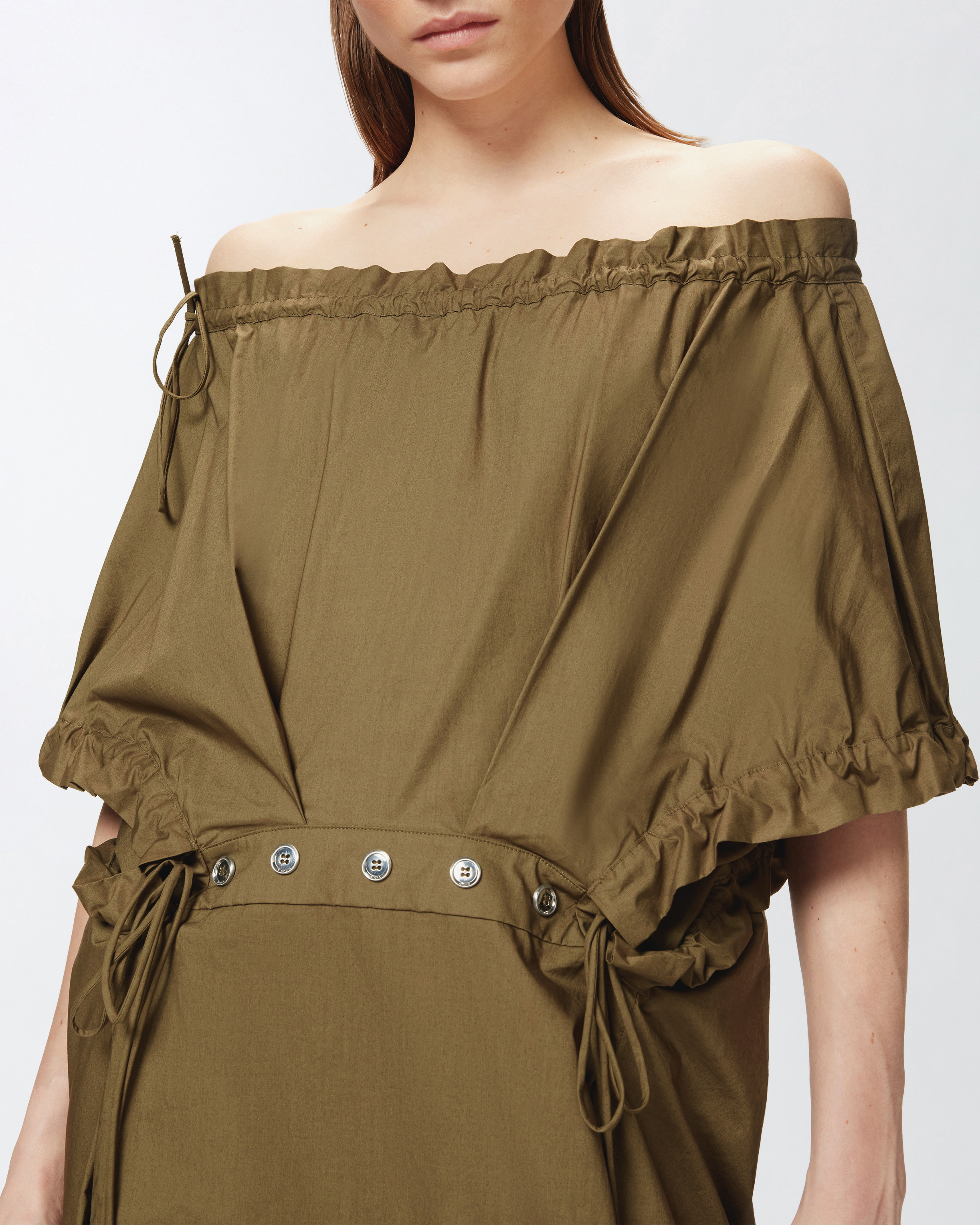 パーティードレス PINKO 104954A2CR Dresses Poplin mini dress with gathering and eyelets PINKO → Shop