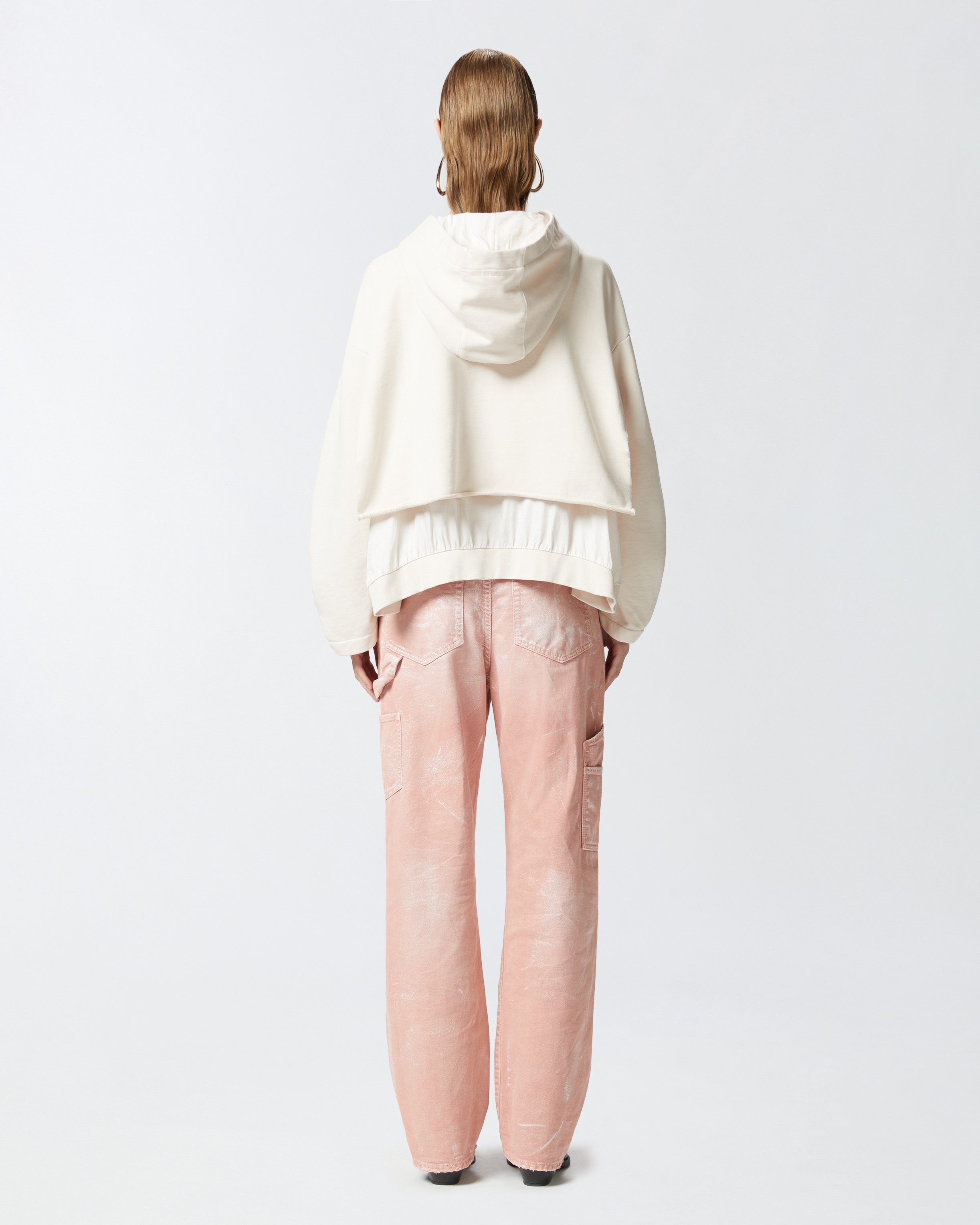 Pinko Oversized Sweatshirt With Twill Details In Pink-pearl Grey