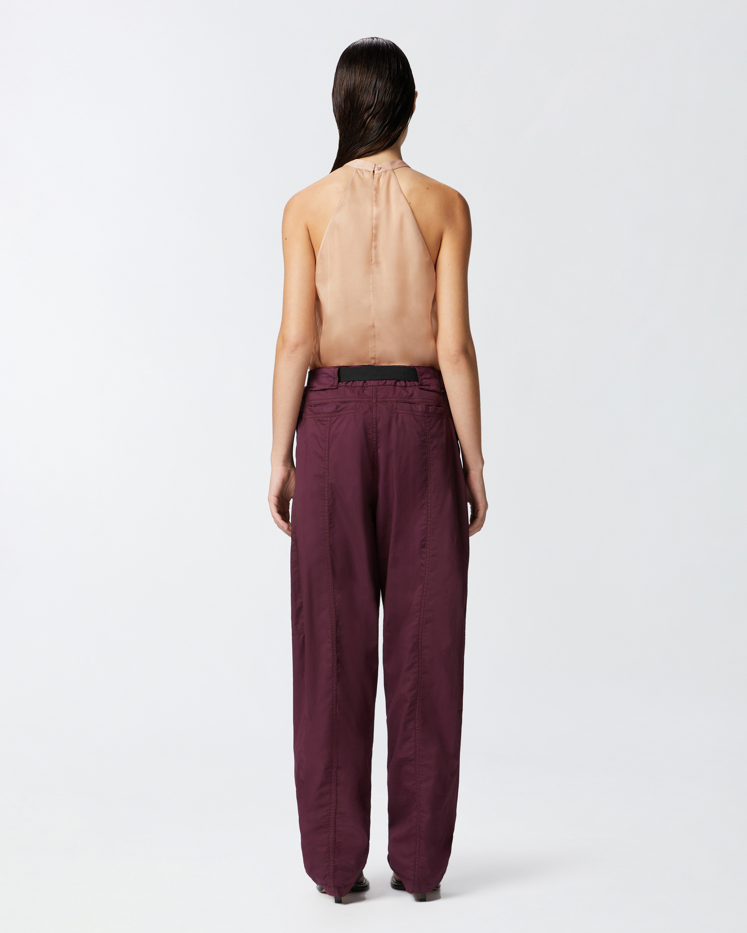 Pinko Top En Organza De Soie Avec Broderie Bijou Sur Le Col In Mahogany Pink