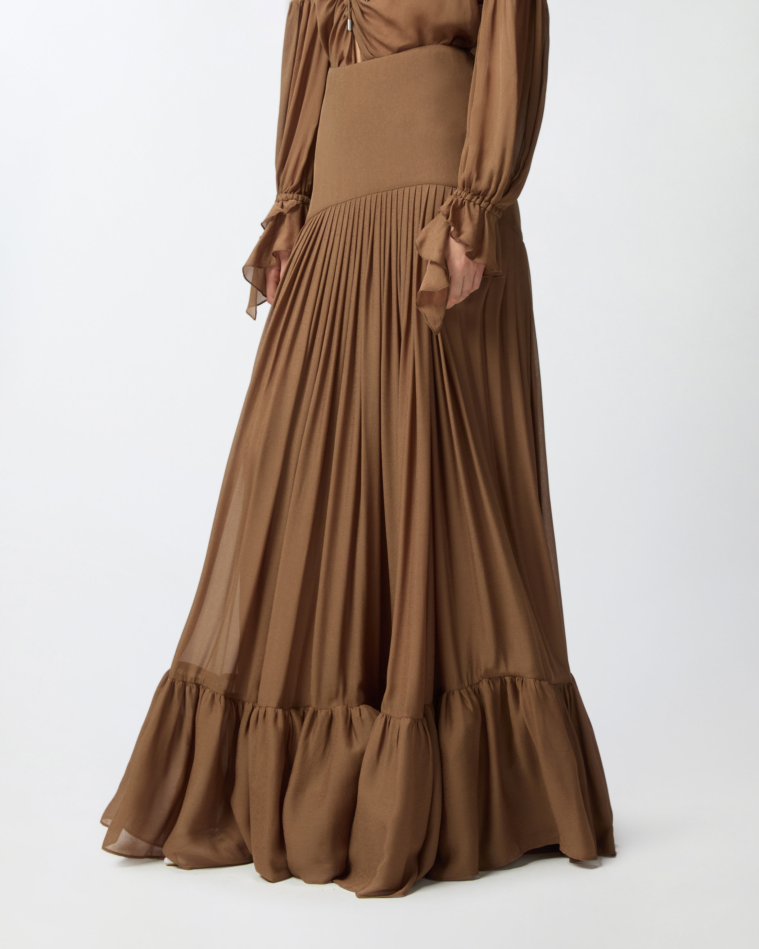 Long frilly skirt in viscose georgette PINKO → Shop Online