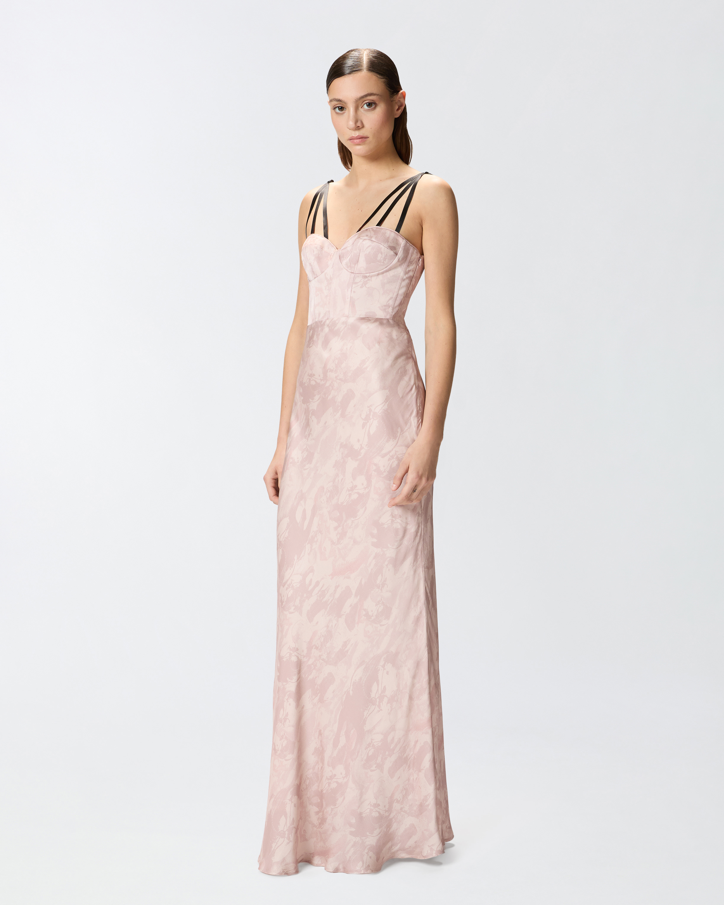 パーティードレス PINKO 104960A2DNNI4 Dresses Long floral print v-neck dress Fuchsia pink multi colour